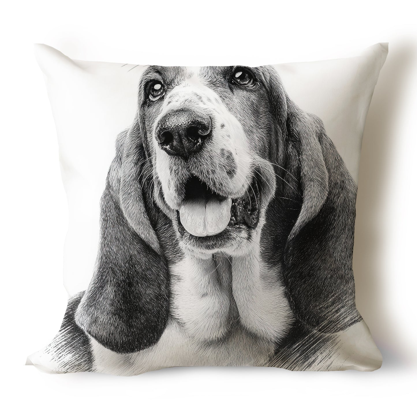 Basset Hound Pencil Sketch Artwork Throw Pillow Covers