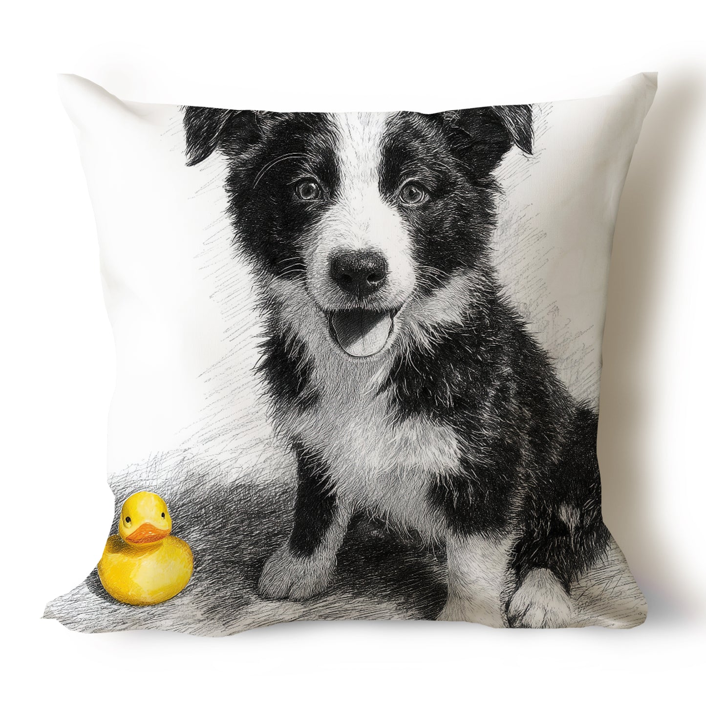 Border Collie Pencil Sketch Artwork Throw Pillow Covers