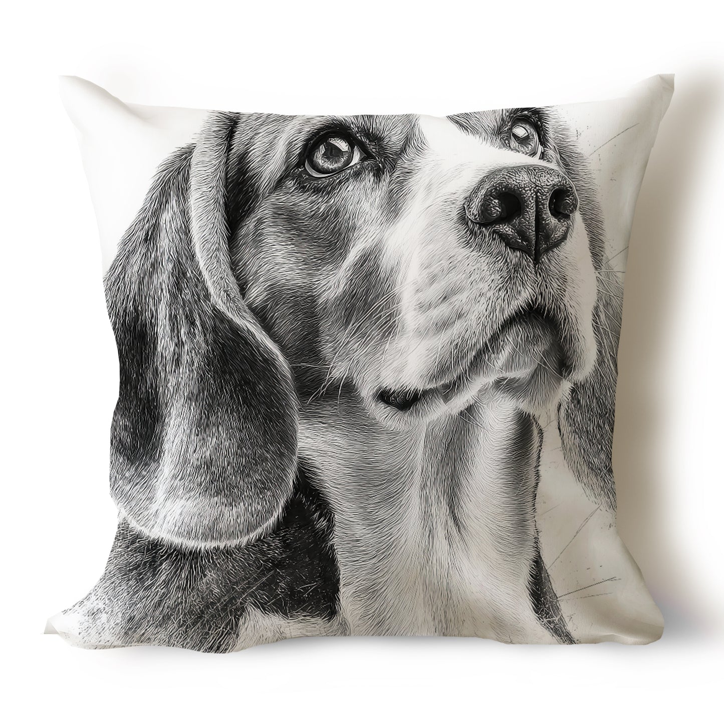 Beagle Pencil Sketch Artwork Throw Pillow Covers