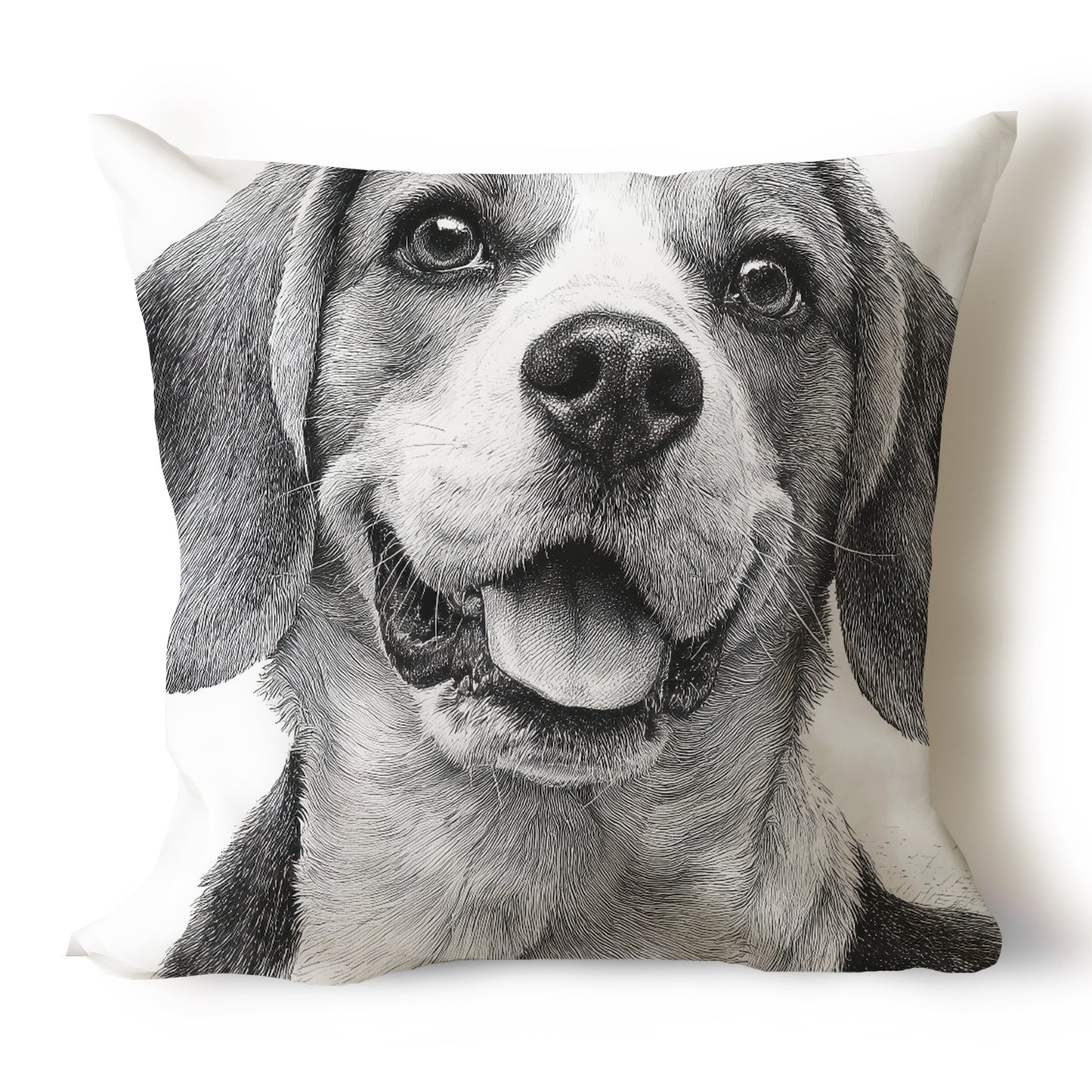 Beagle Pencil Sketch Artwork Throw Pillow Covers