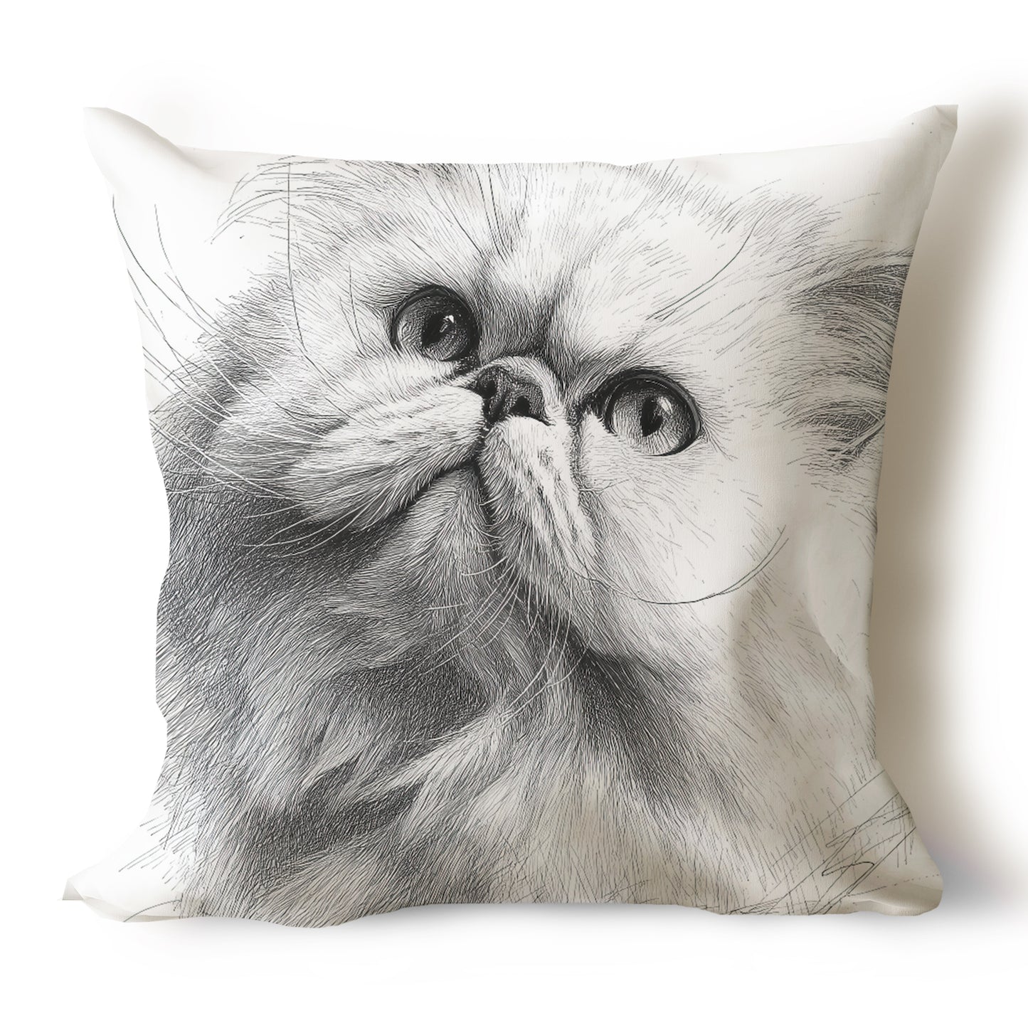 Cats Pencil Sketch Artwork Throw Pillow Covers