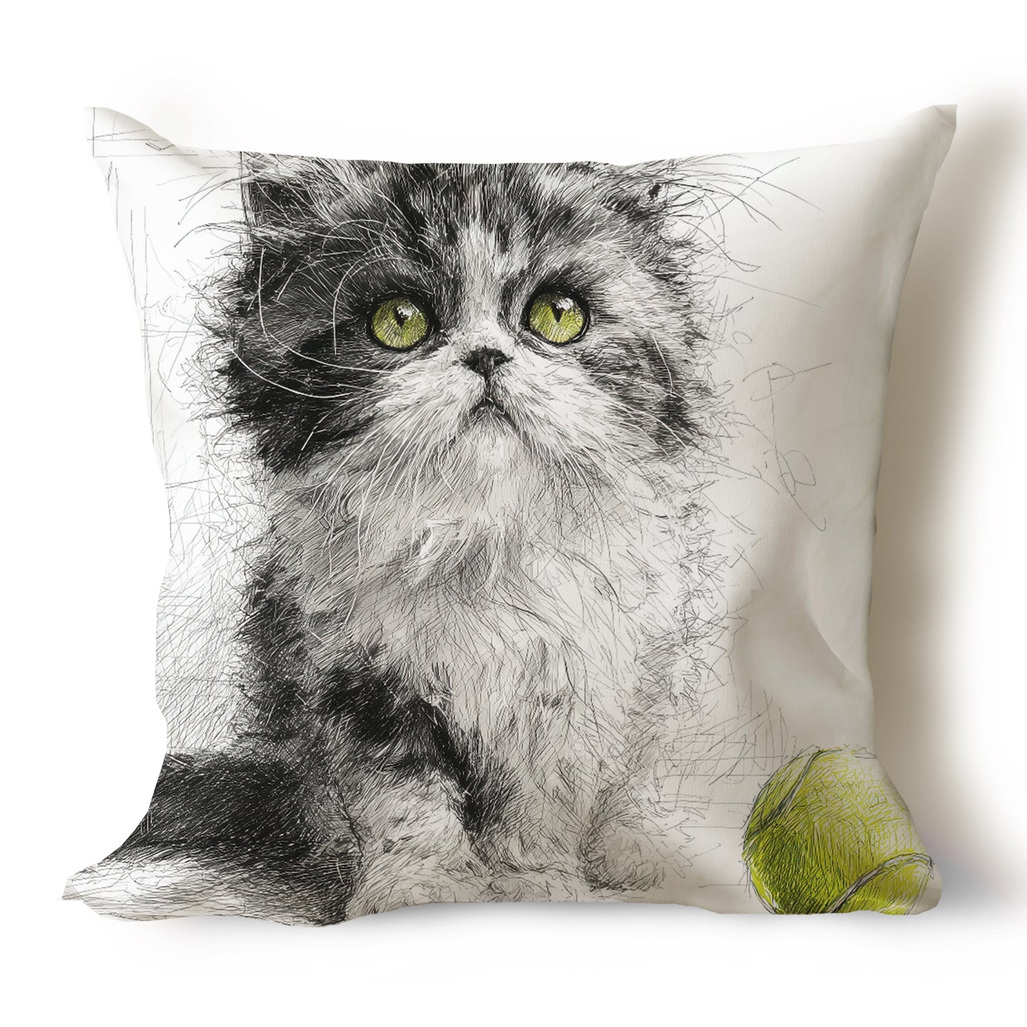 Cats Pencil Sketch Artwork Throw Pillow Covers