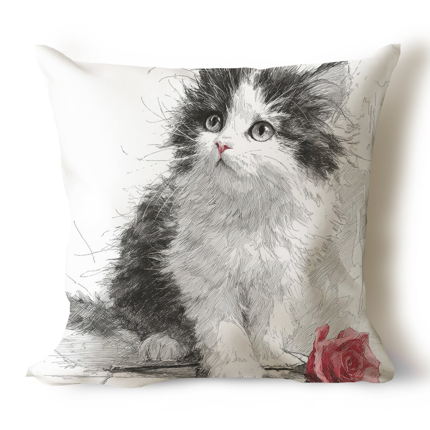 Cats Pencil Sketch Artwork Throw Pillow Covers