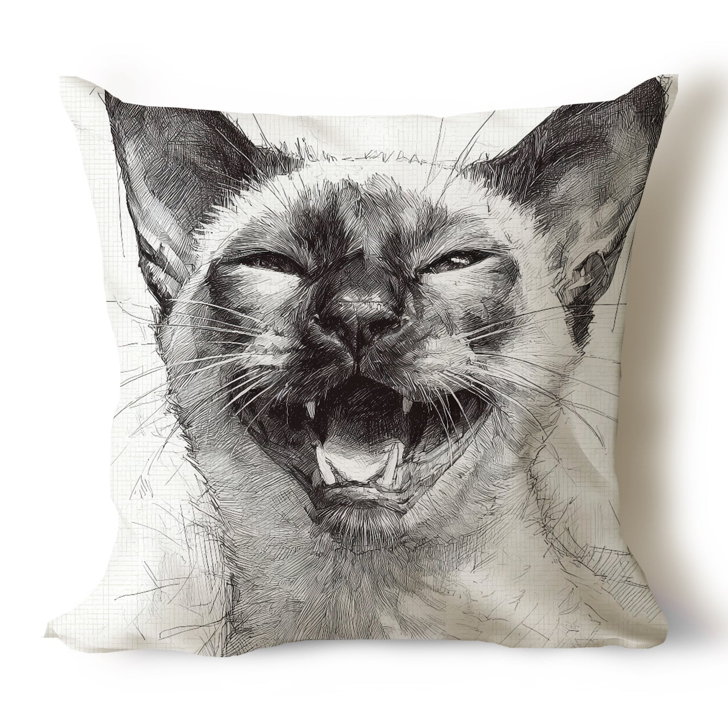 Cats Pencil Sketch Artwork Throw Pillow Covers