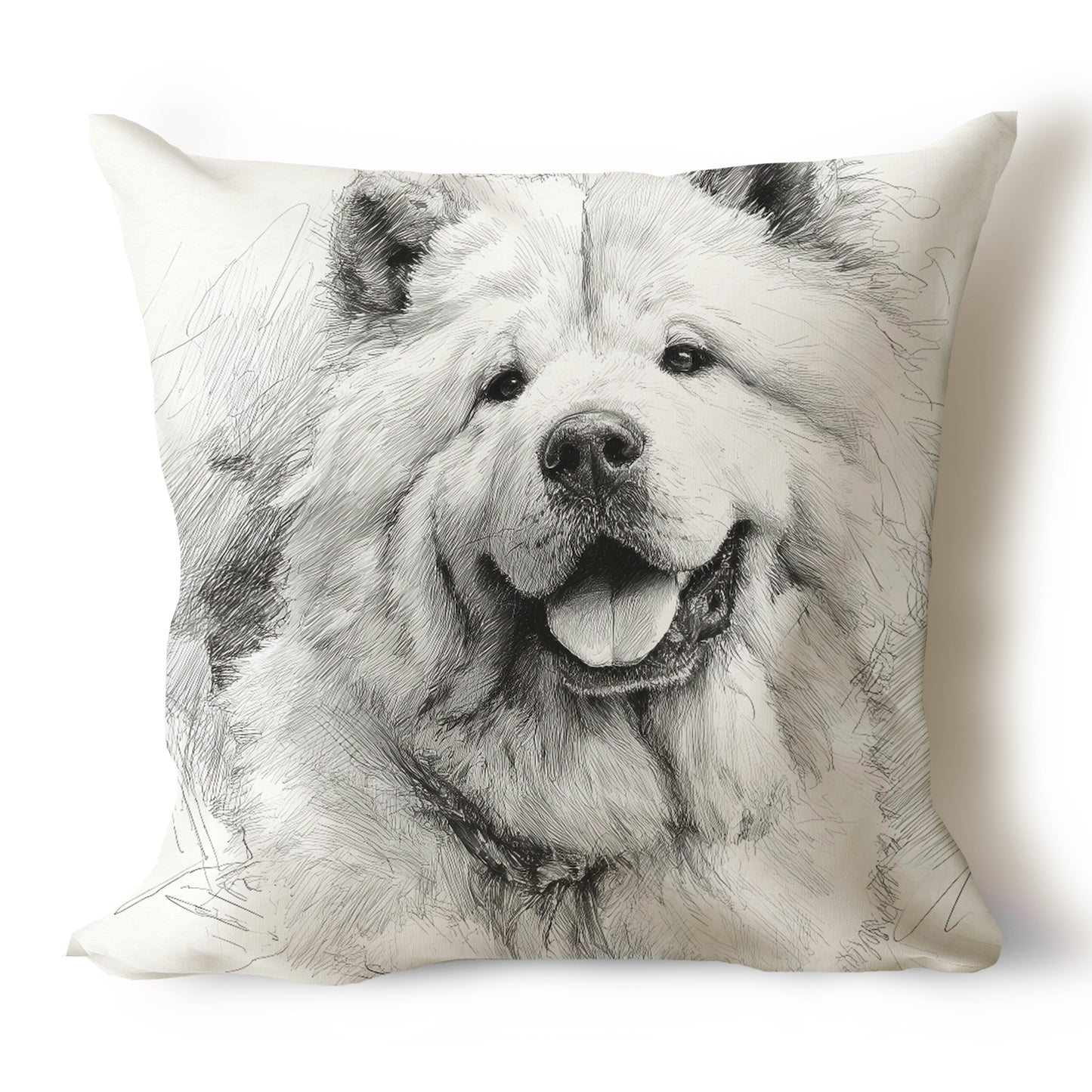 Chow Chow Pencil Sketch Artwork Throw Pillow Covers