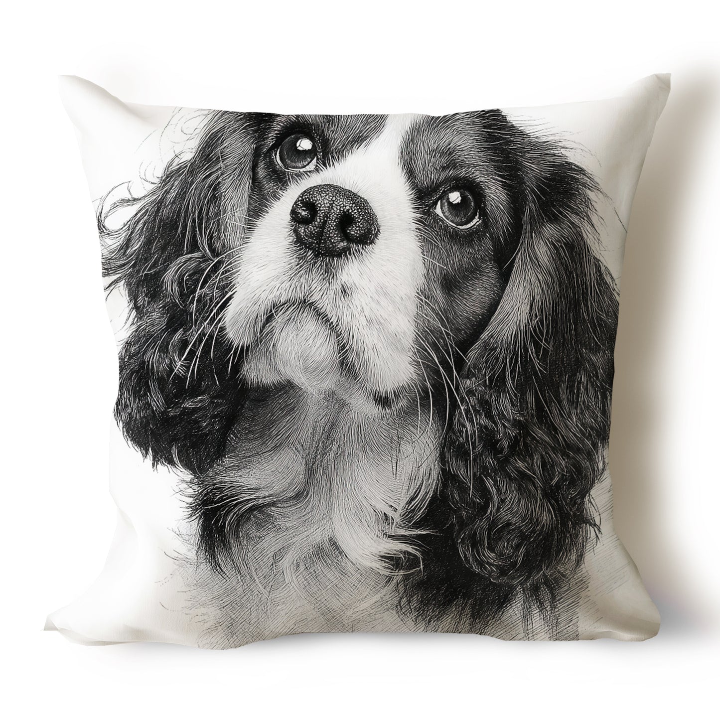 Cavalier King Charles Spaniel Pencil Sketch Artwork Throw Pillow Covers