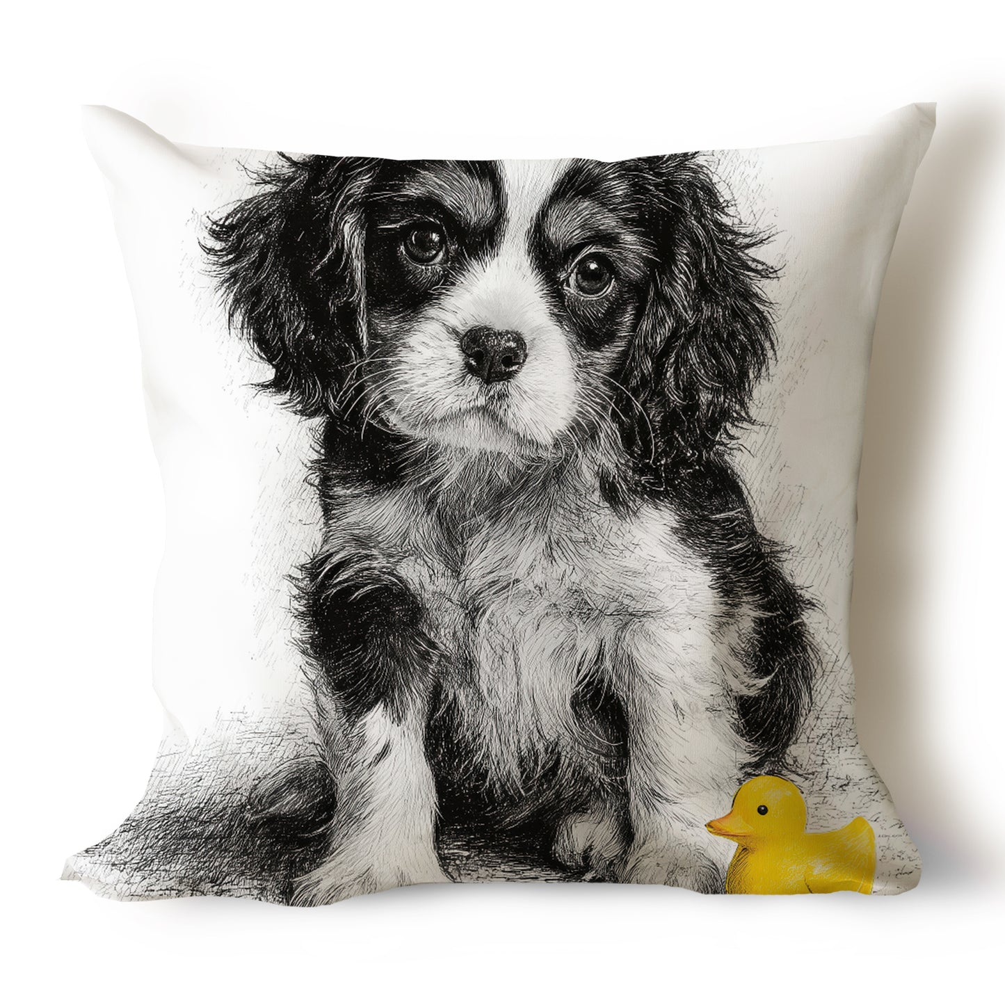 Cavalier King Charles Spaniel Pencil Sketch Artwork Throw Pillow Covers