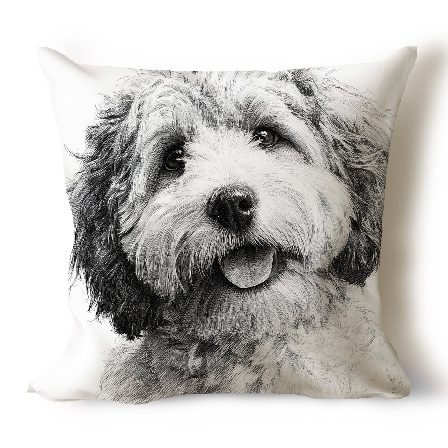 Cockapoo Pencil Sketch Artwork Throw Pillow Covers