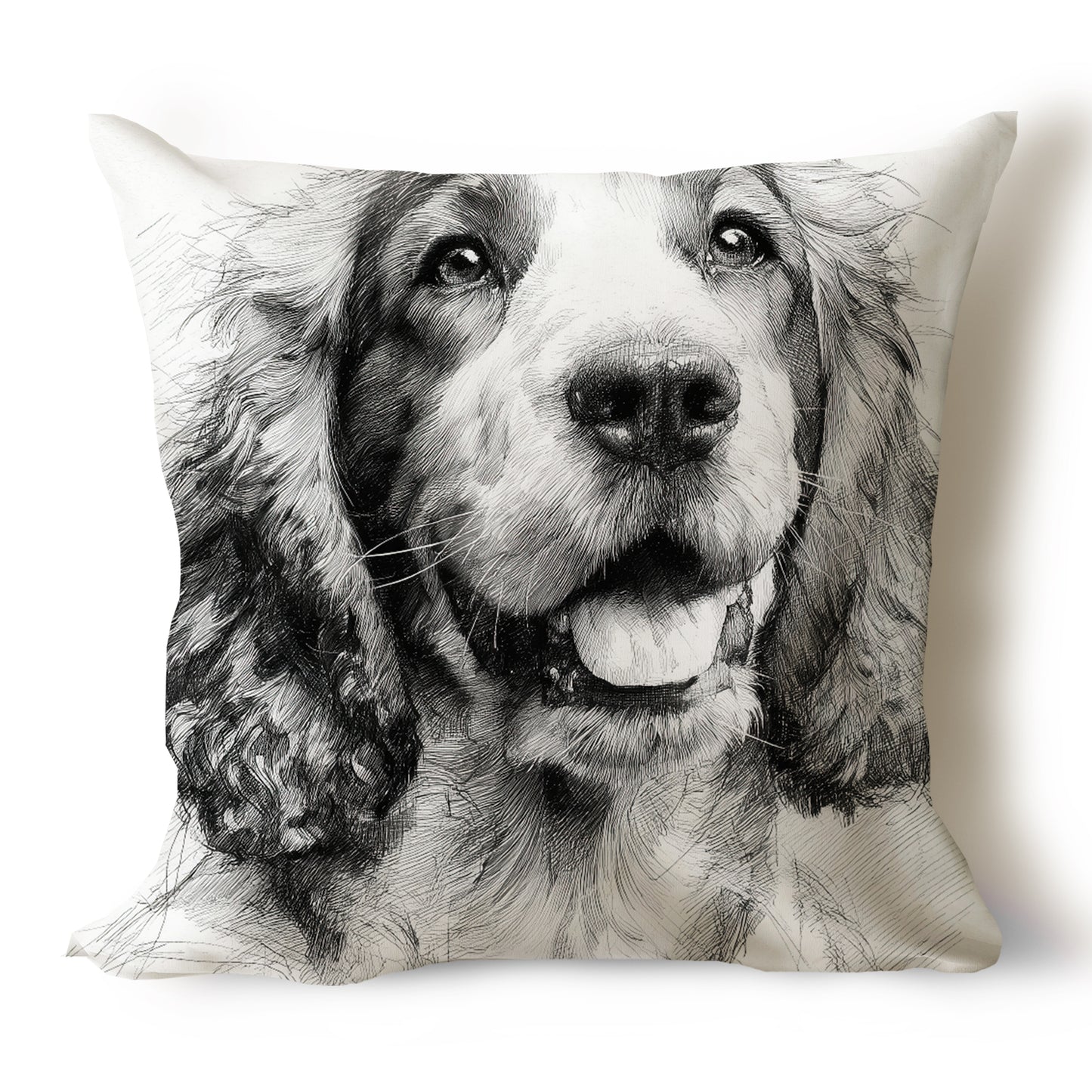 Cocker Spaniel Pencil Sketch Artwork Throw Pillow Covers