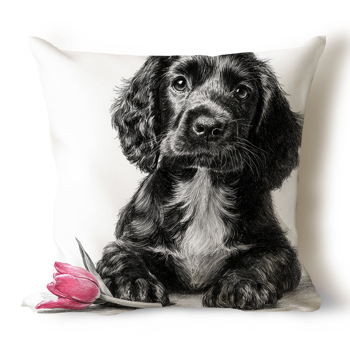 Cocker Spaniel Pencil Sketch Artwork Throw Pillow Covers