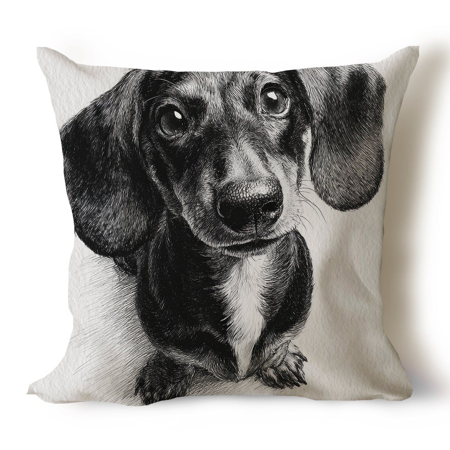 Dachshund (Doxie) Pencil Sketch Artwork Throw Pillow Covers