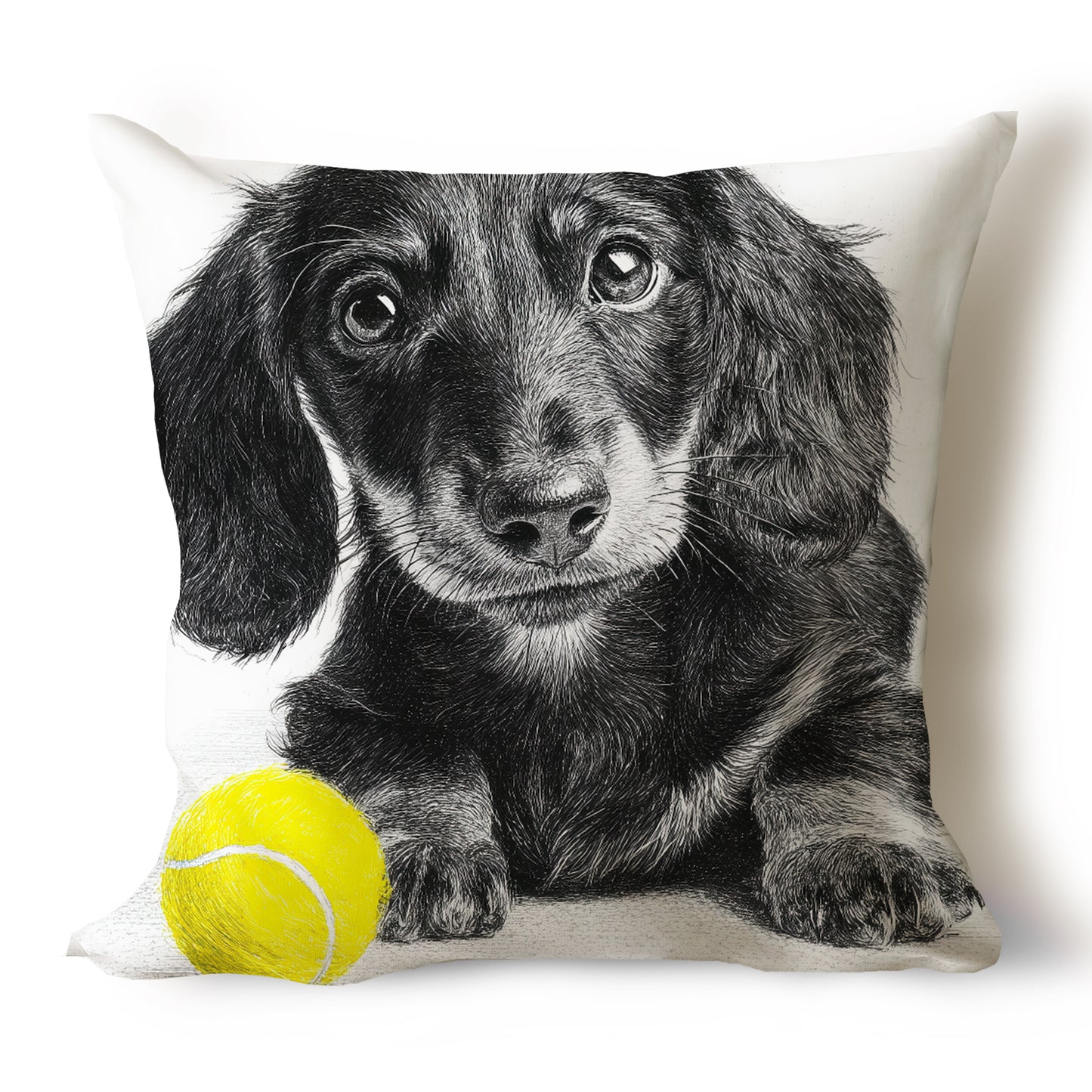 Dachshund (Doxie) Pencil Sketch Artwork Throw Pillow Covers