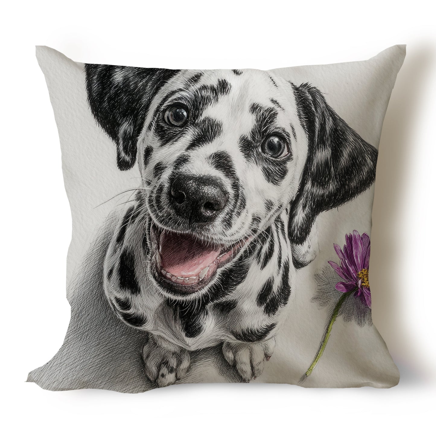 Dalmatian Pencil Sketch Artwork Throw Pillow Covers