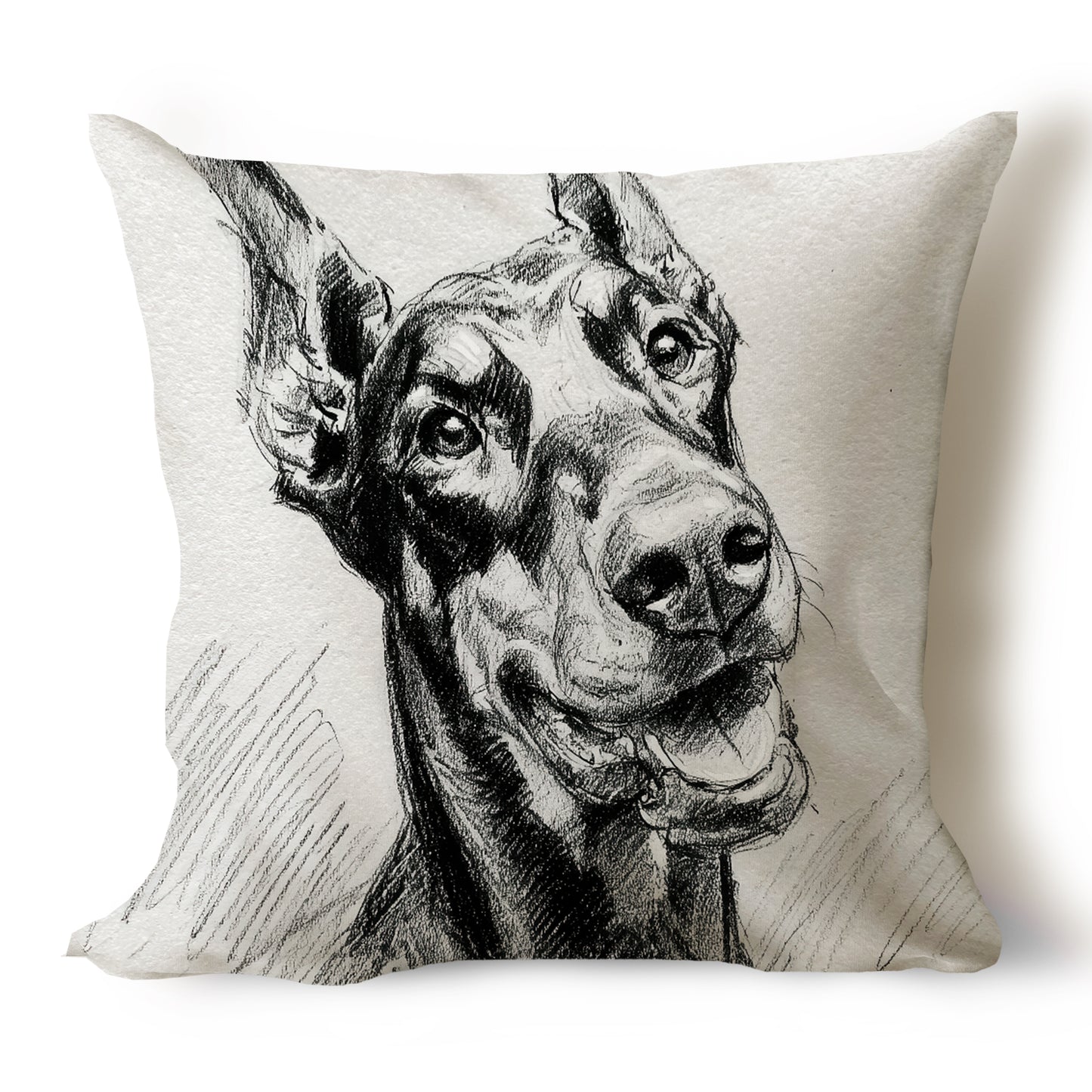 Doberman Pencil Sketch Artwork Throw Pillow Covers