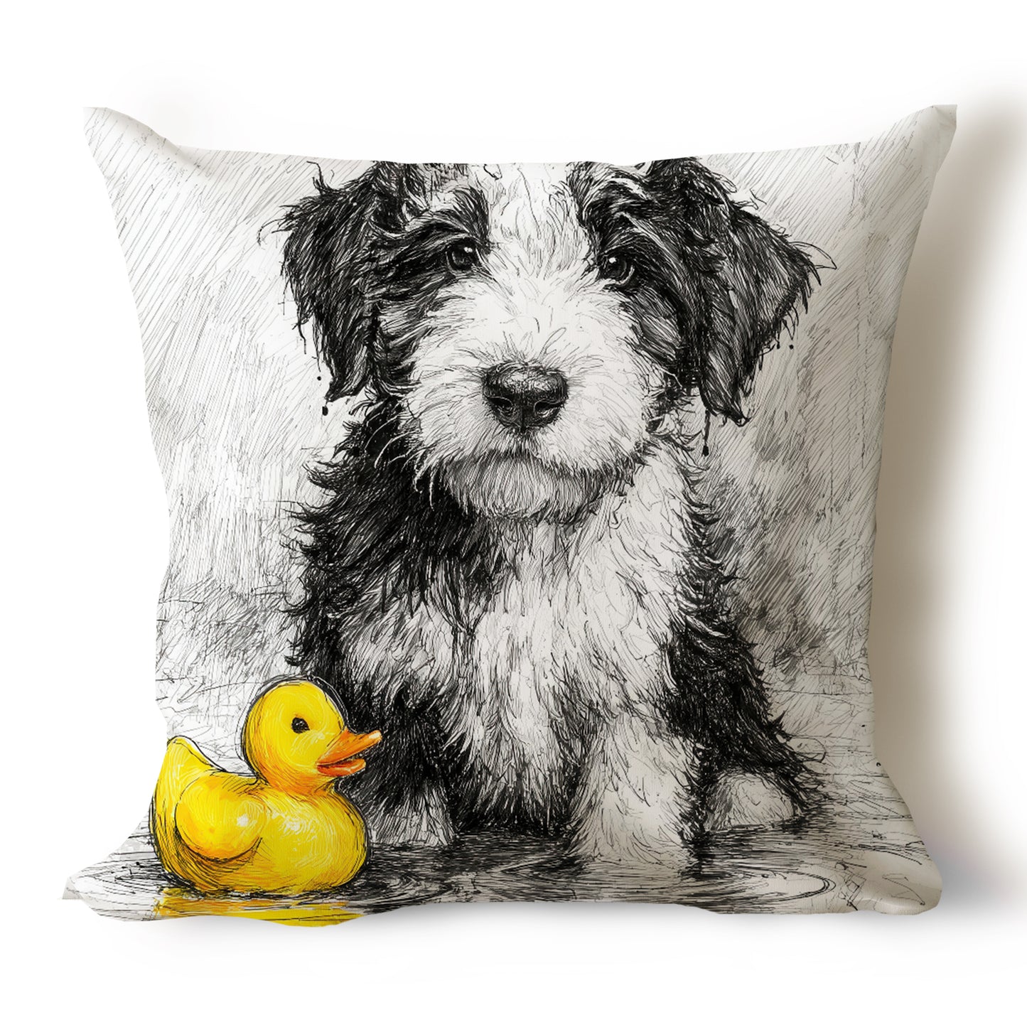 English Sheepdog Pencil Sketch Artwork Throw Pillow Covers