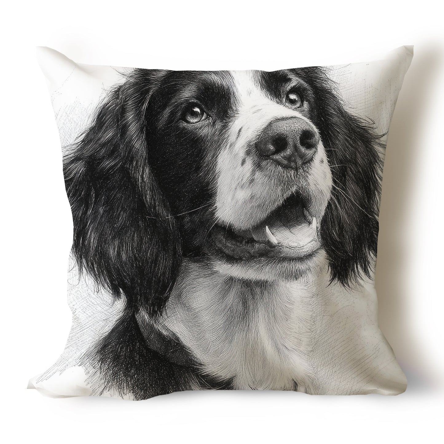 English Springer Spaniel Pencil Sketch Artwork Throw Pillow Covers