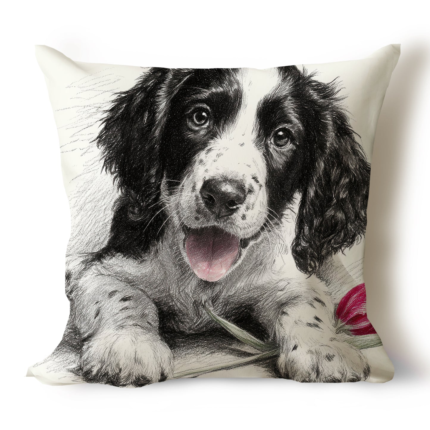 English Springer Spaniel Pencil Sketch Artwork Throw Pillow Covers
