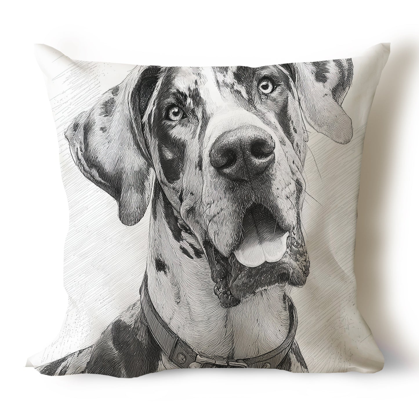 Great Dane Pencil Sketch Artwork Throw Pillow Covers