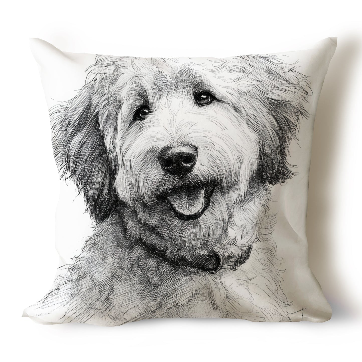 Goldendoodle Pencil Sketch Artwork Throw Pillow Covers