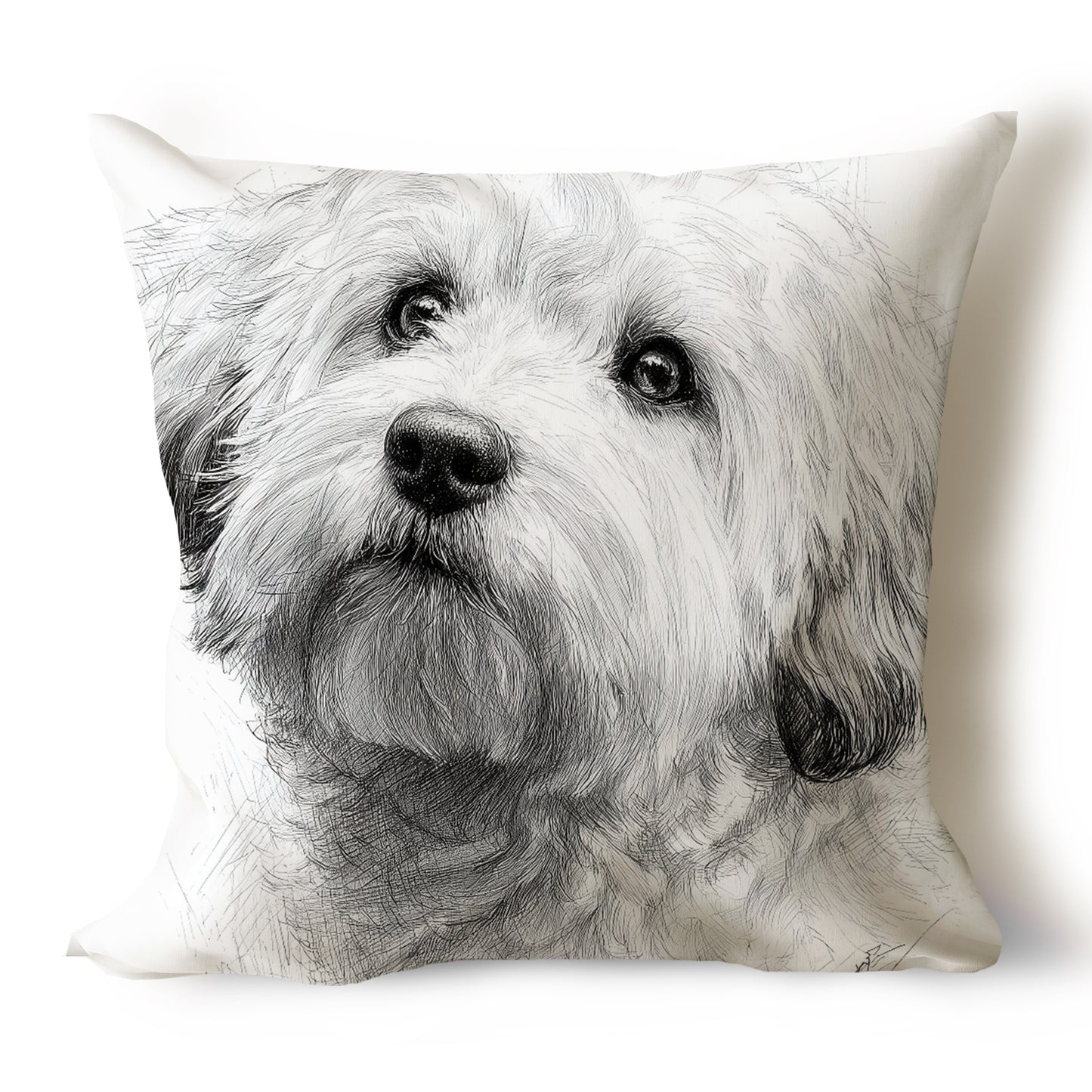 Havanese Pencil Sketch Artwork Throw Pillow Covers