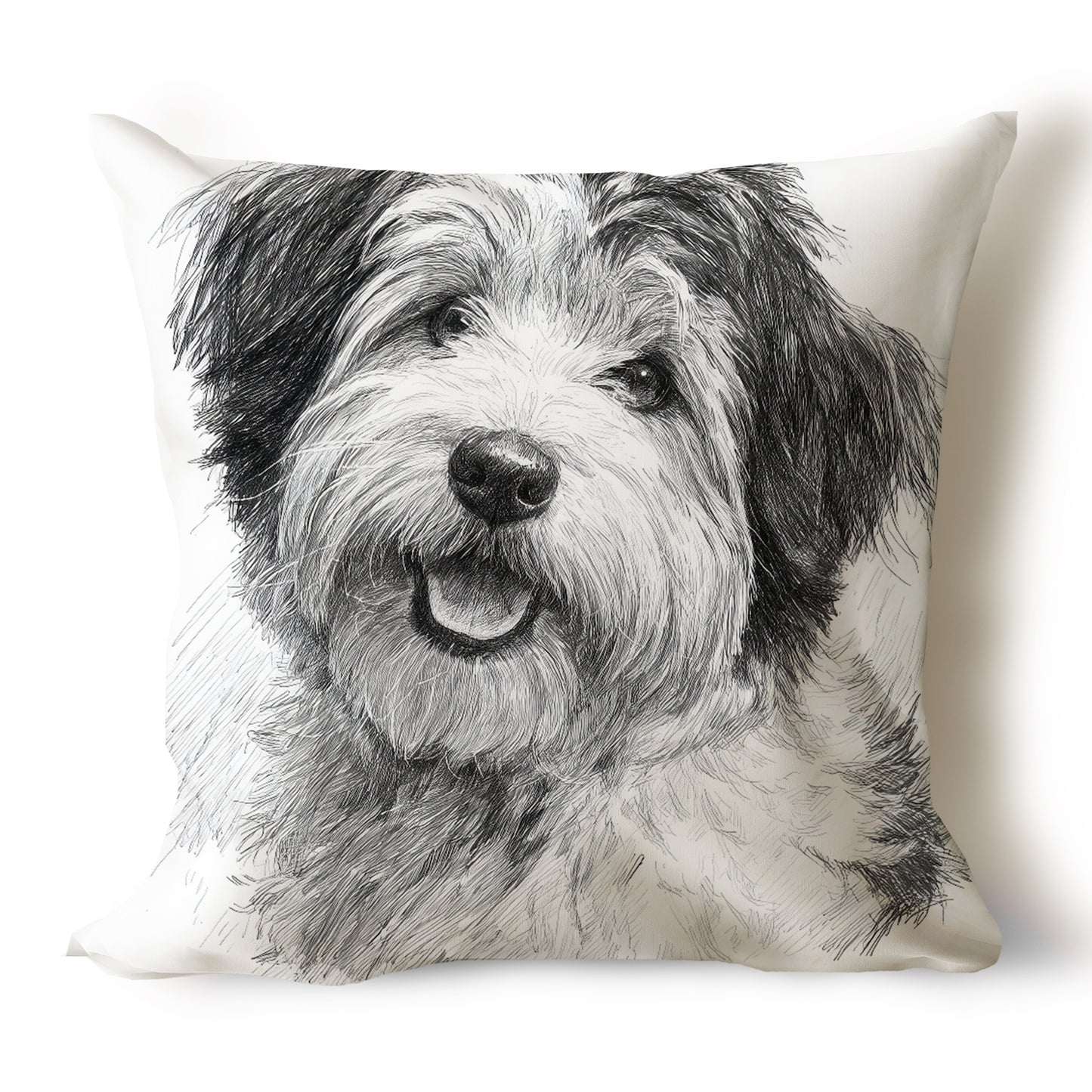 Havanese Pencil Sketch Artwork Throw Pillow Covers
