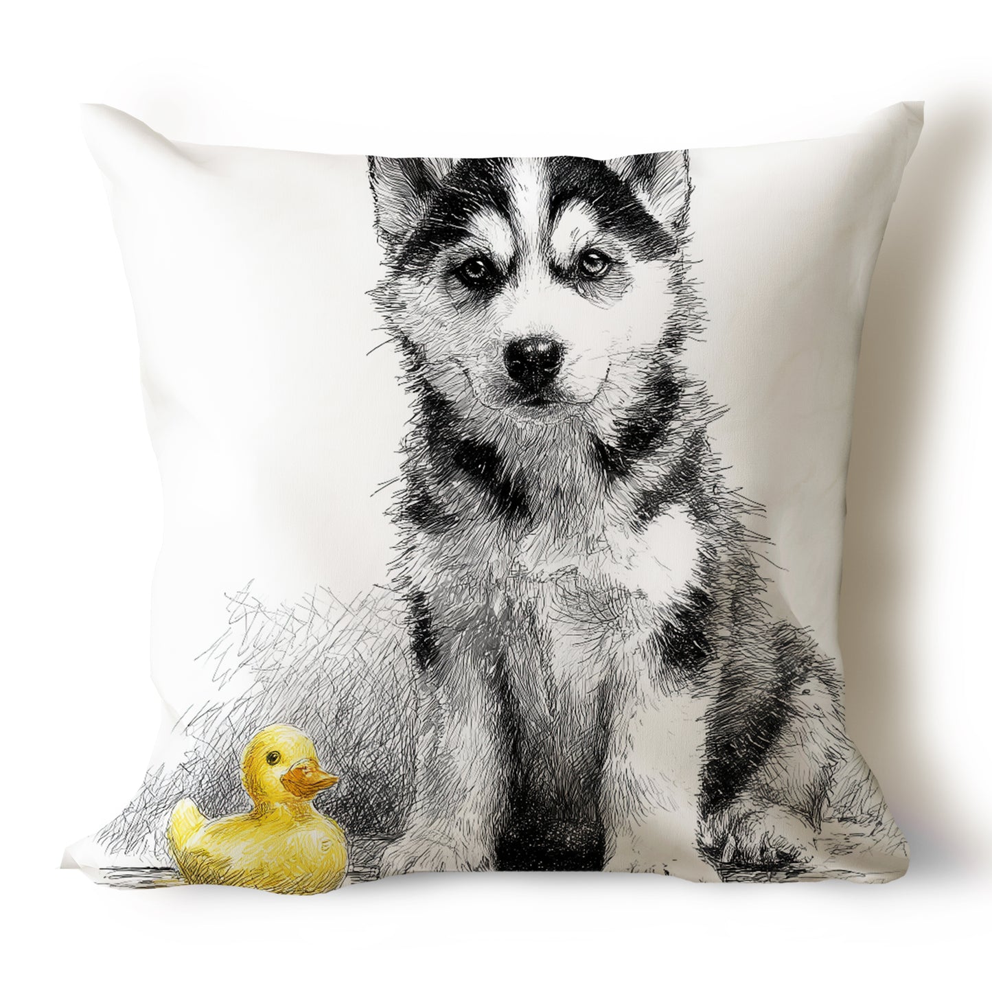 Husky Pencil Sketch Artwork Throw Pillow Covers