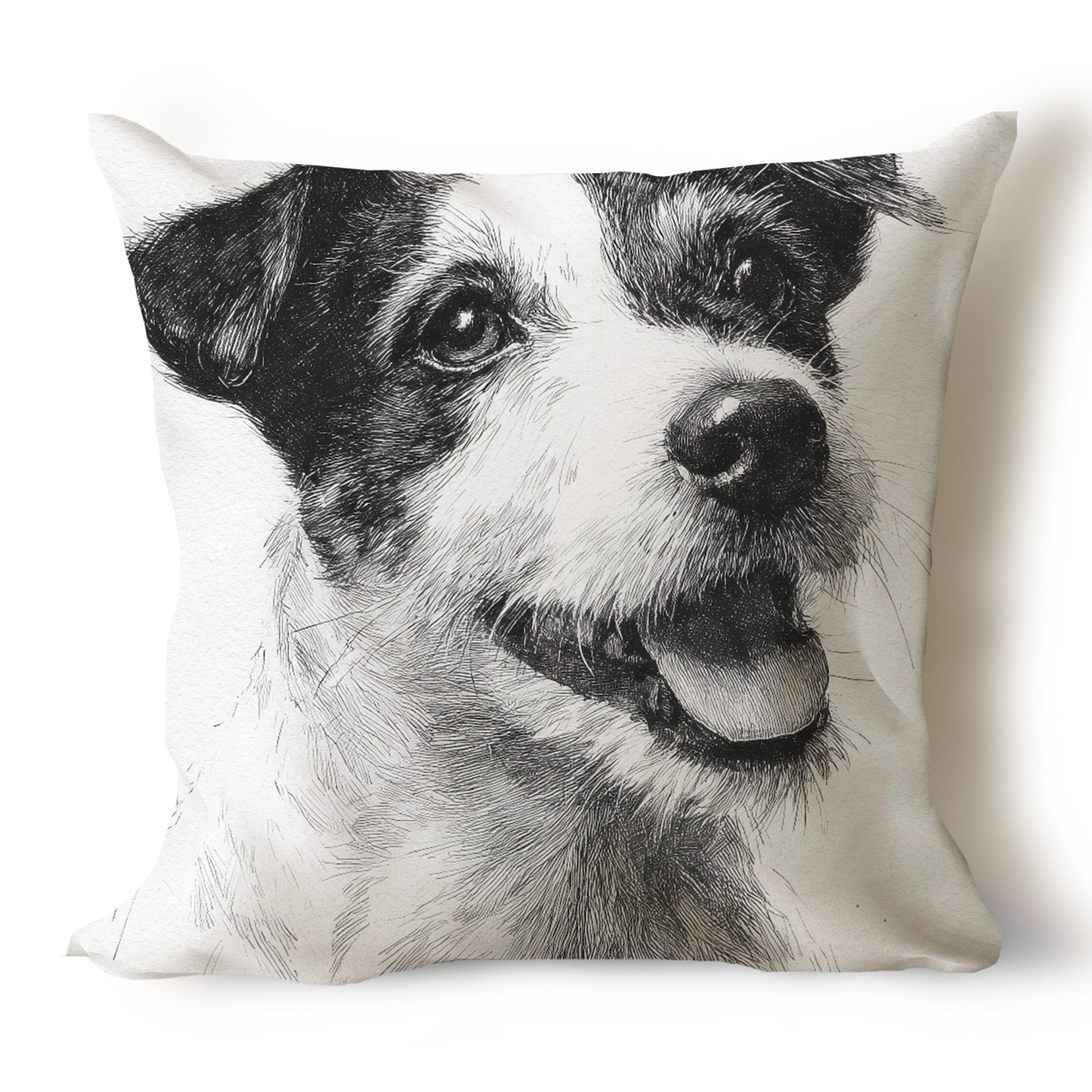 Jack Russell Terrier Pencil Sketch Artwork Throw Pillow Covers