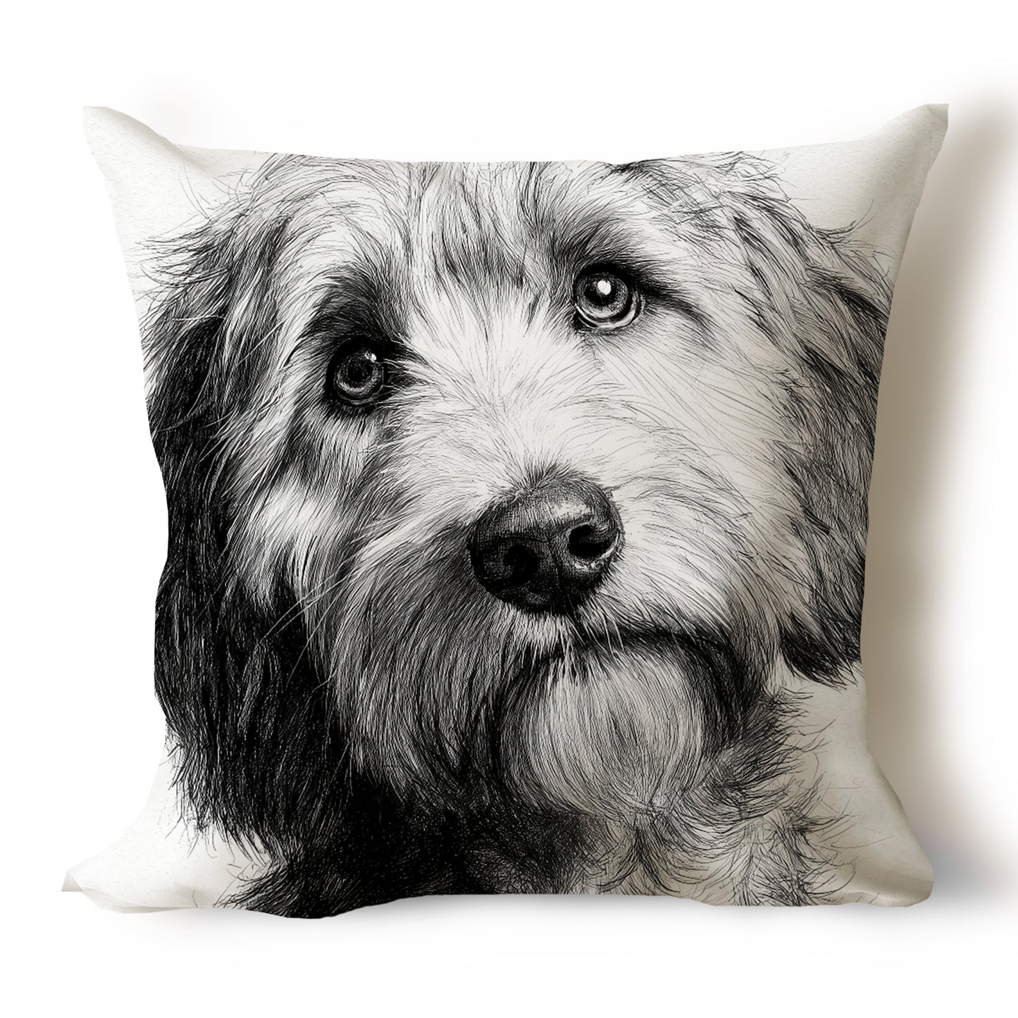 Labradoodle Pencil Sketch Artwork Throw Pillow Covers