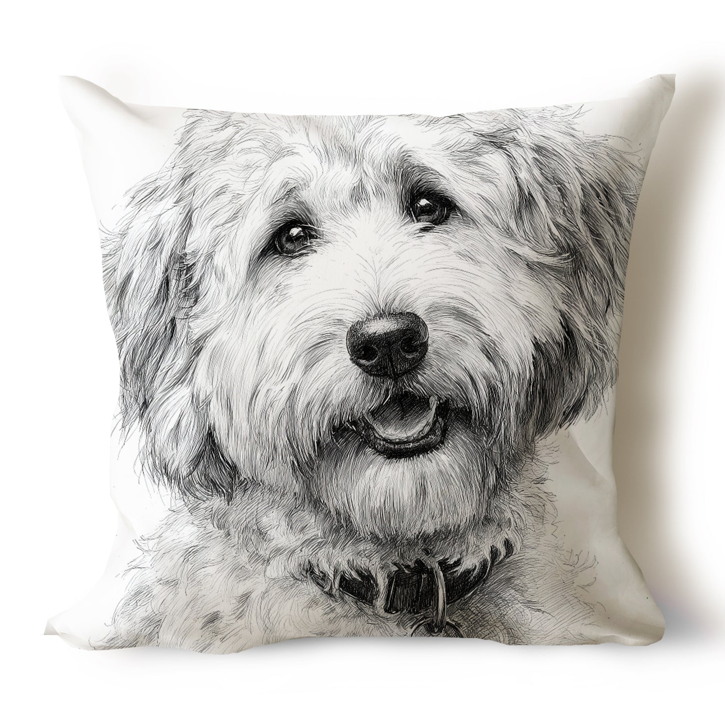 Labradoodle Pencil Sketch Artwork Throw Pillow Covers