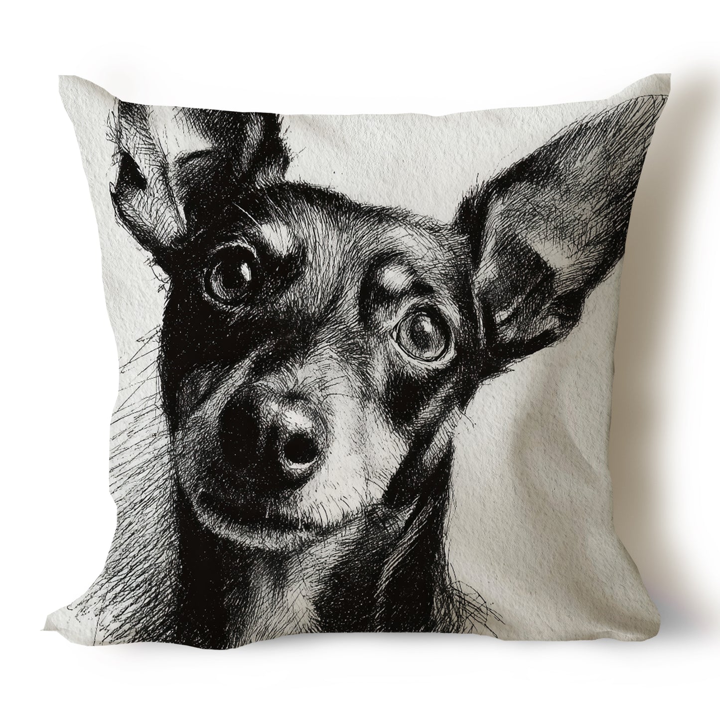 Miniature Pinscher (MinPin) Pencil Sketch Artwork Throw Pillow Covers