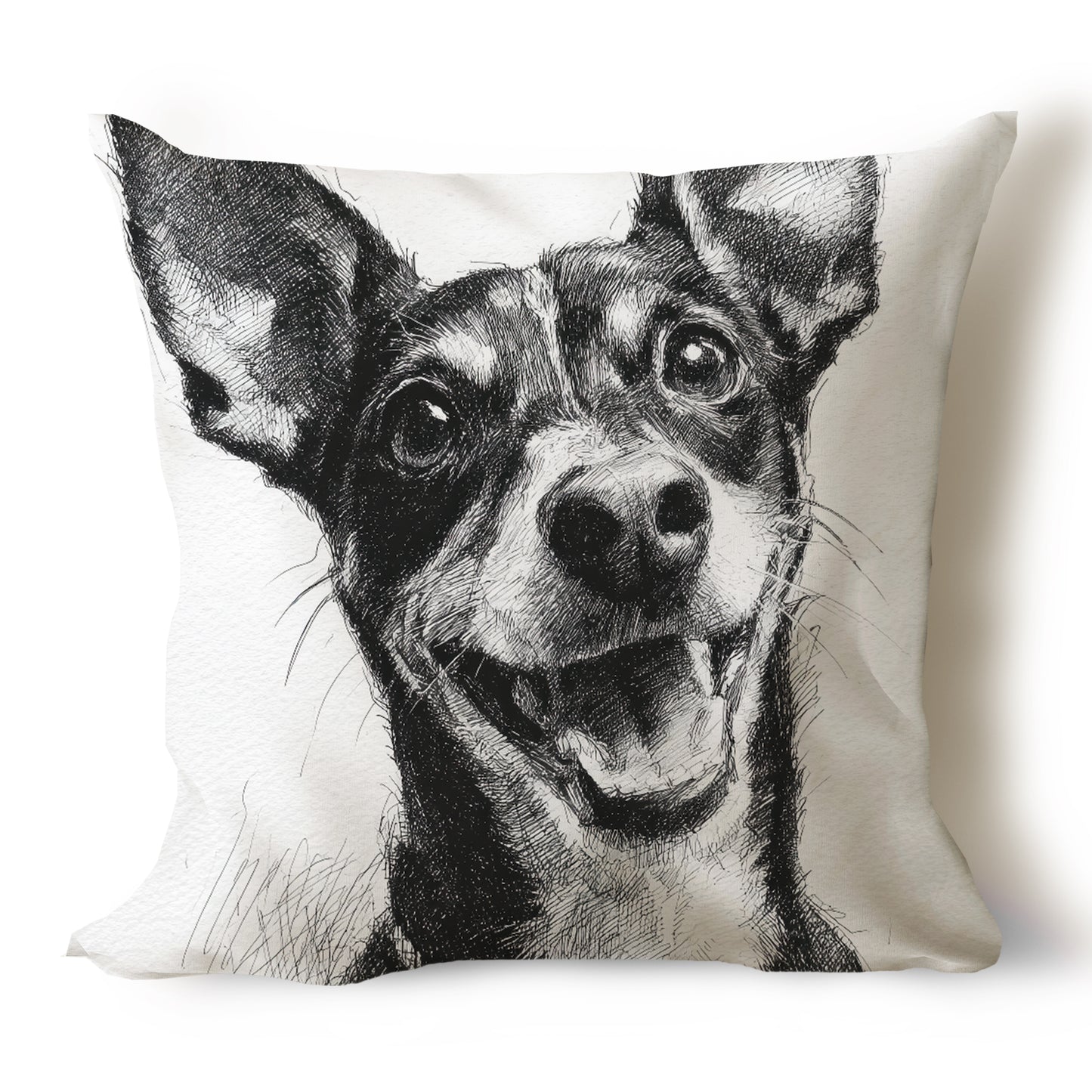Miniature Pinscher (MinPin) Pencil Sketch Artwork Throw Pillow Covers