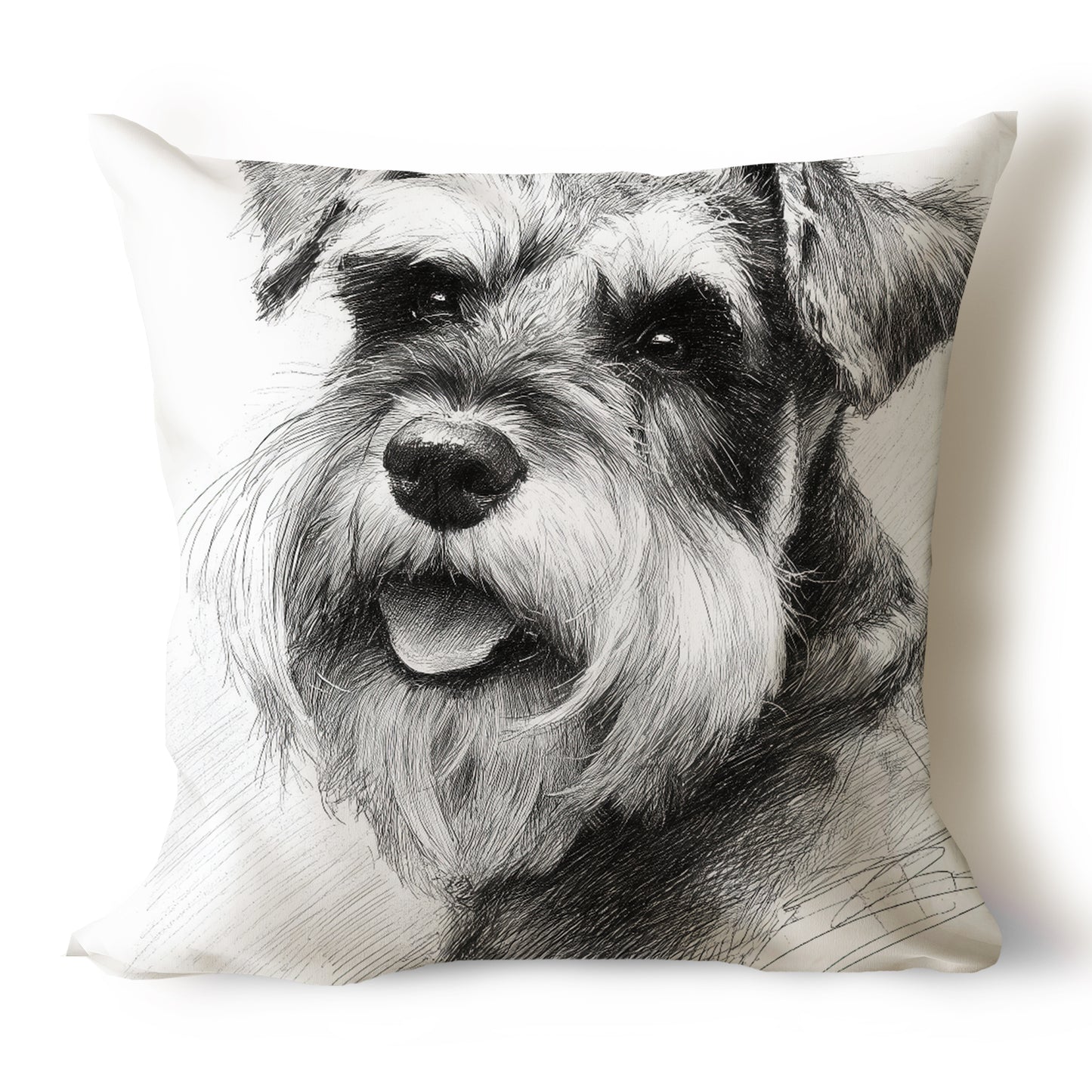 Miniature Schnauzer Pencil Sketch Artwork Throw Pillow Covers