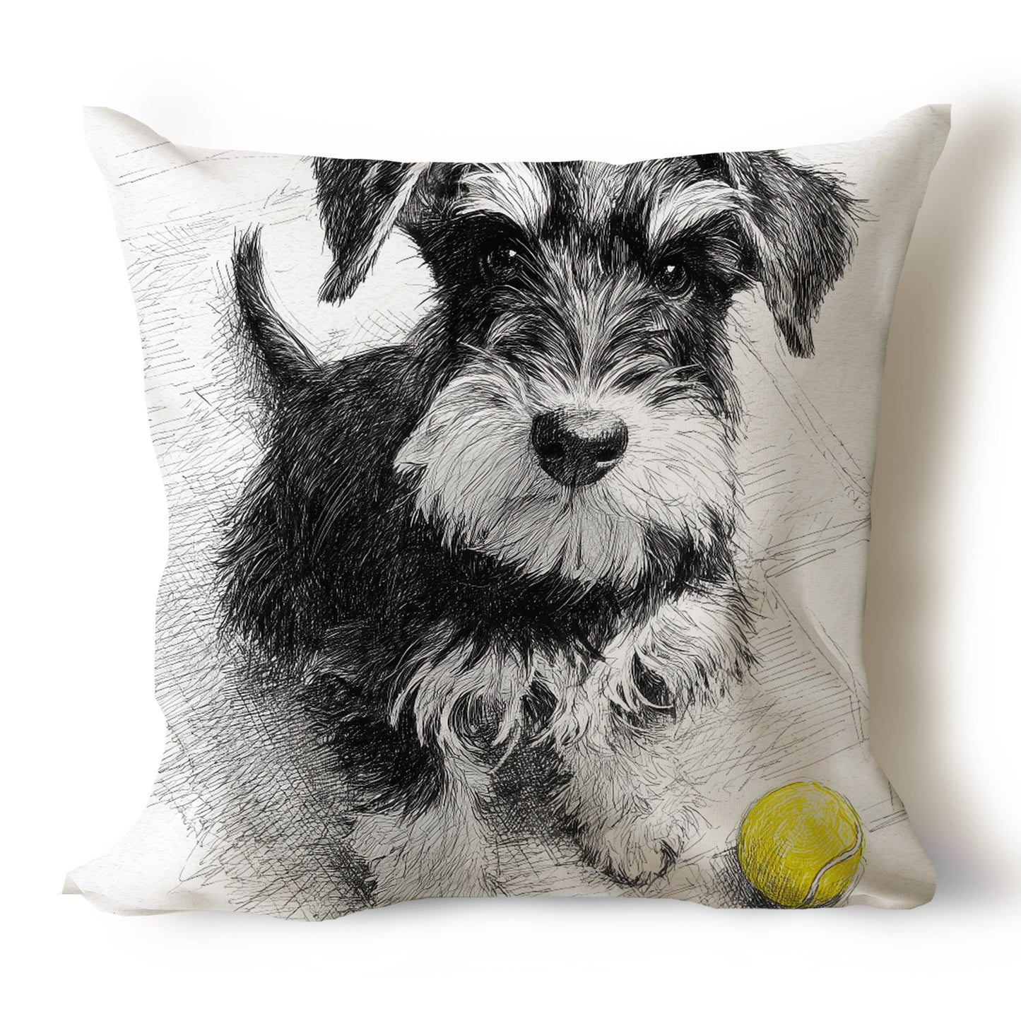 Miniature Schnauzer Pencil Sketch Artwork Throw Pillow Covers