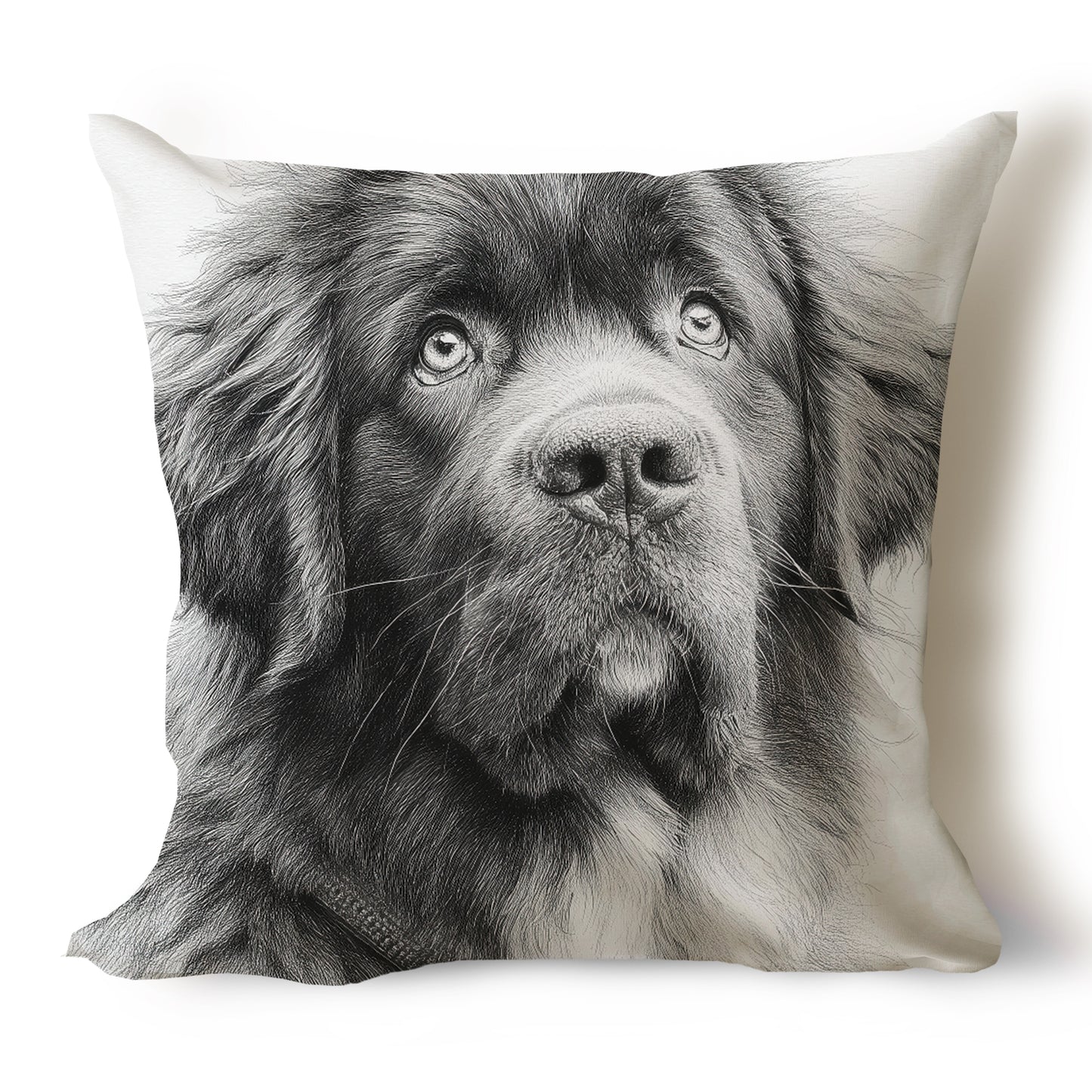 Newfoundland Dog (Newfie) Pencil Sketch Artwork Throw Pillow Covers