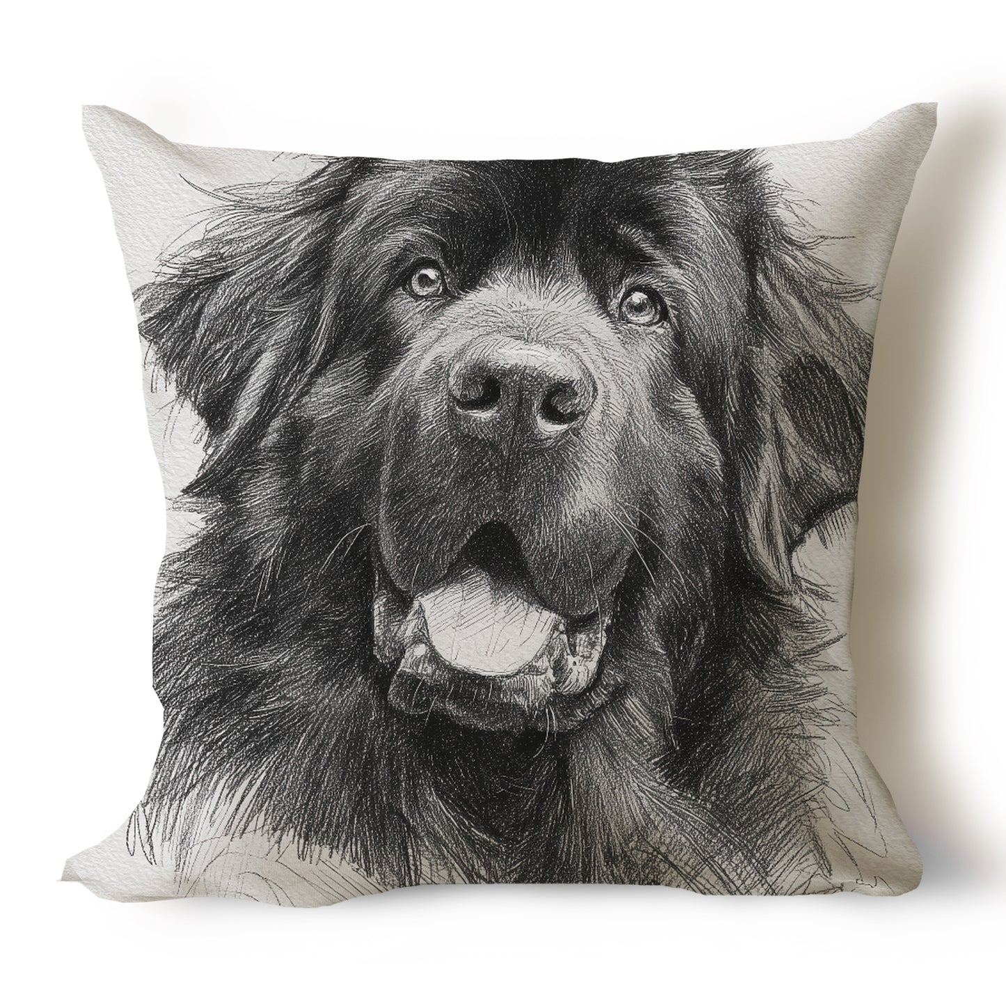 Newfoundland Dog (Newfie) Pencil Sketch Artwork Throw Pillow Covers