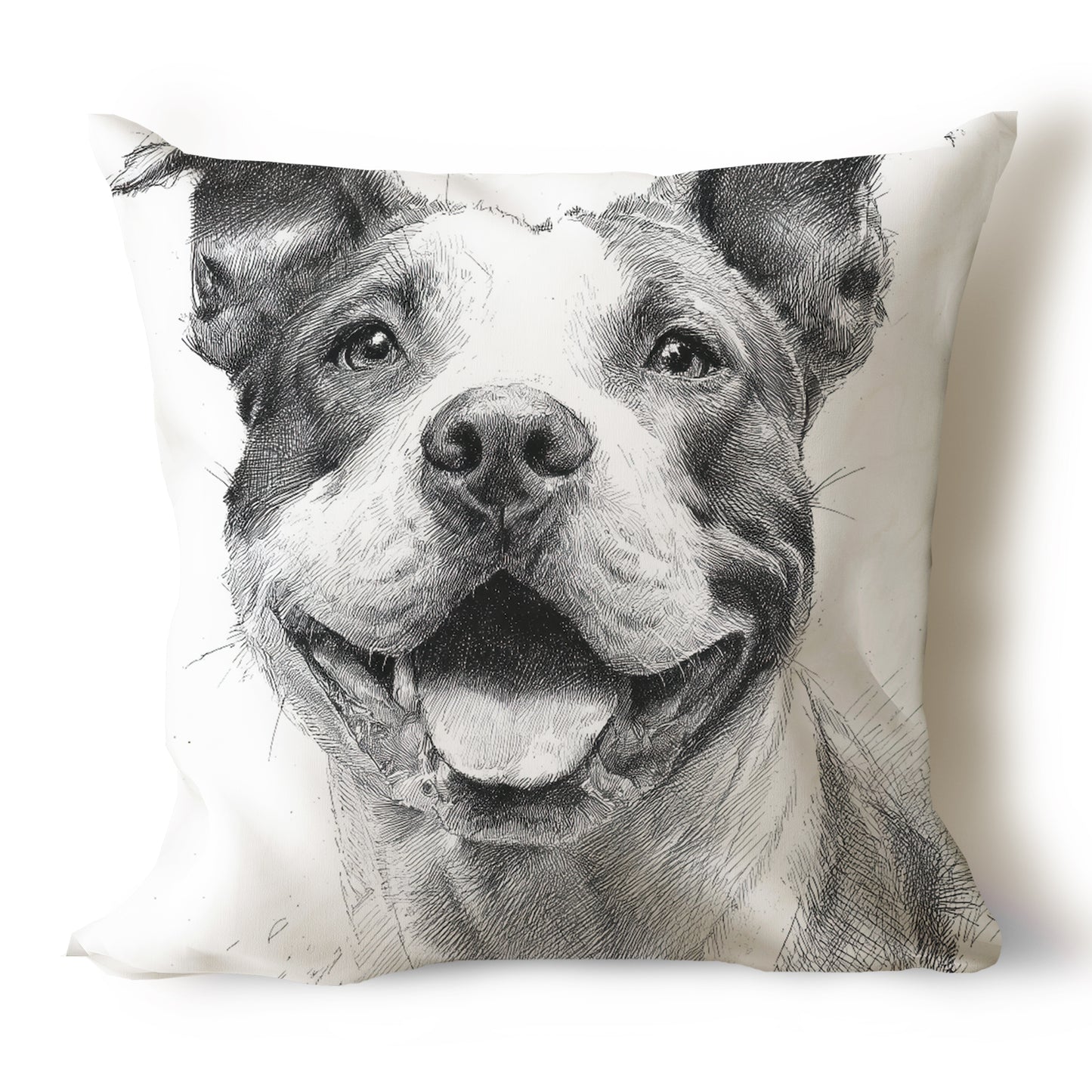 Pit Bull Pencil Sketch Artwork Throw Pillow Covers