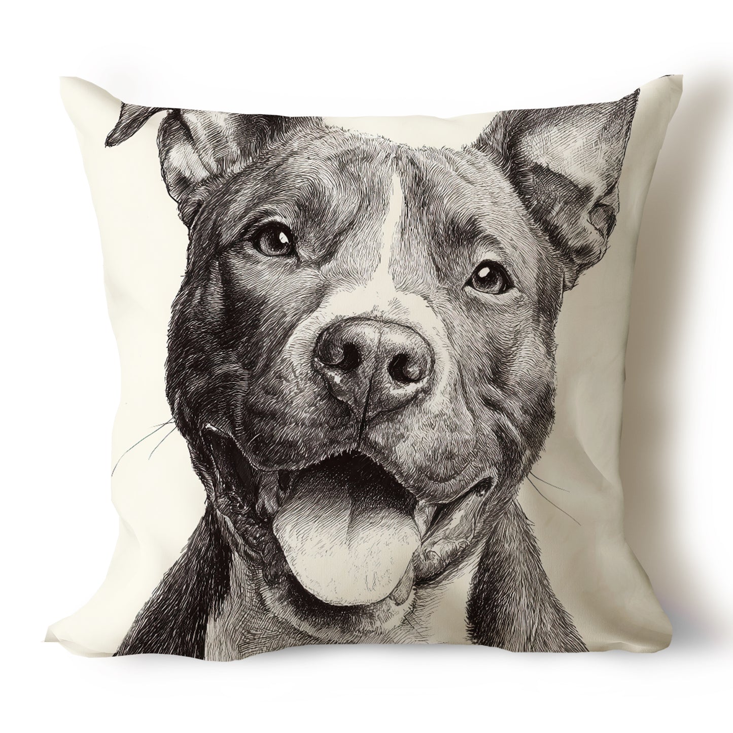 Pit Bull Pencil Sketch Artwork Throw Pillow Covers
