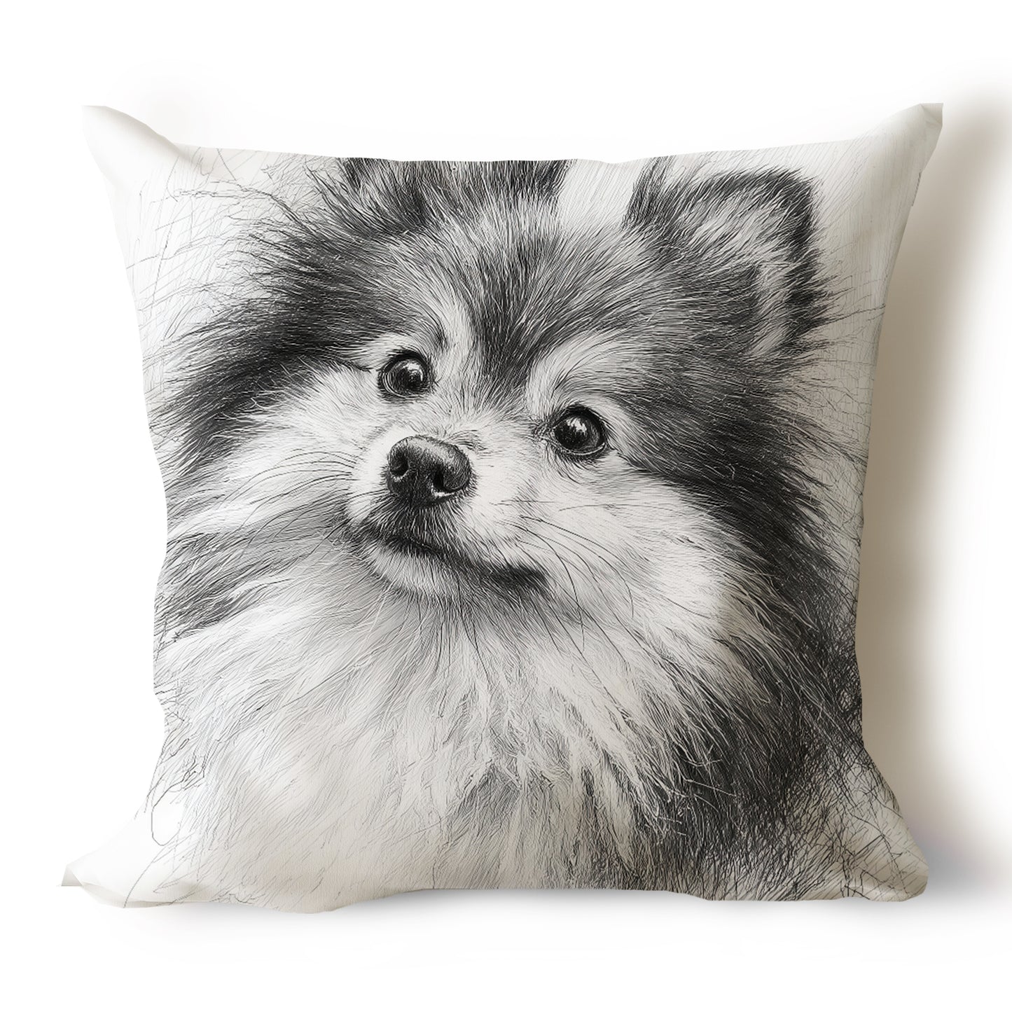 Pomeranian Pencil Sketch Artwork Throw Pillow Covers