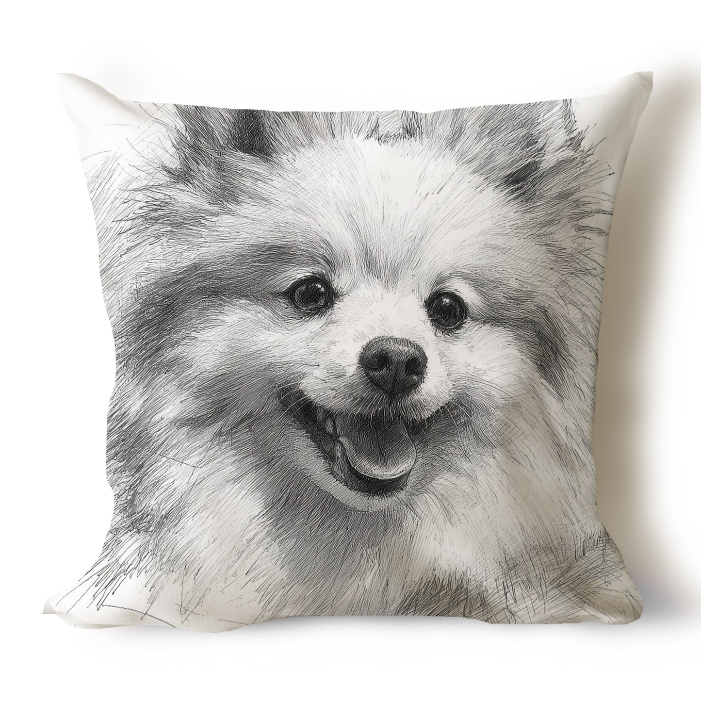 Pomeranian Pencil Sketch Artwork Throw Pillow Covers