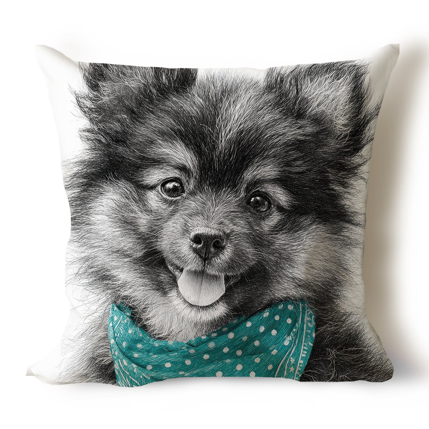 Pomeranian Pencil Sketch Artwork Throw Pillow Covers