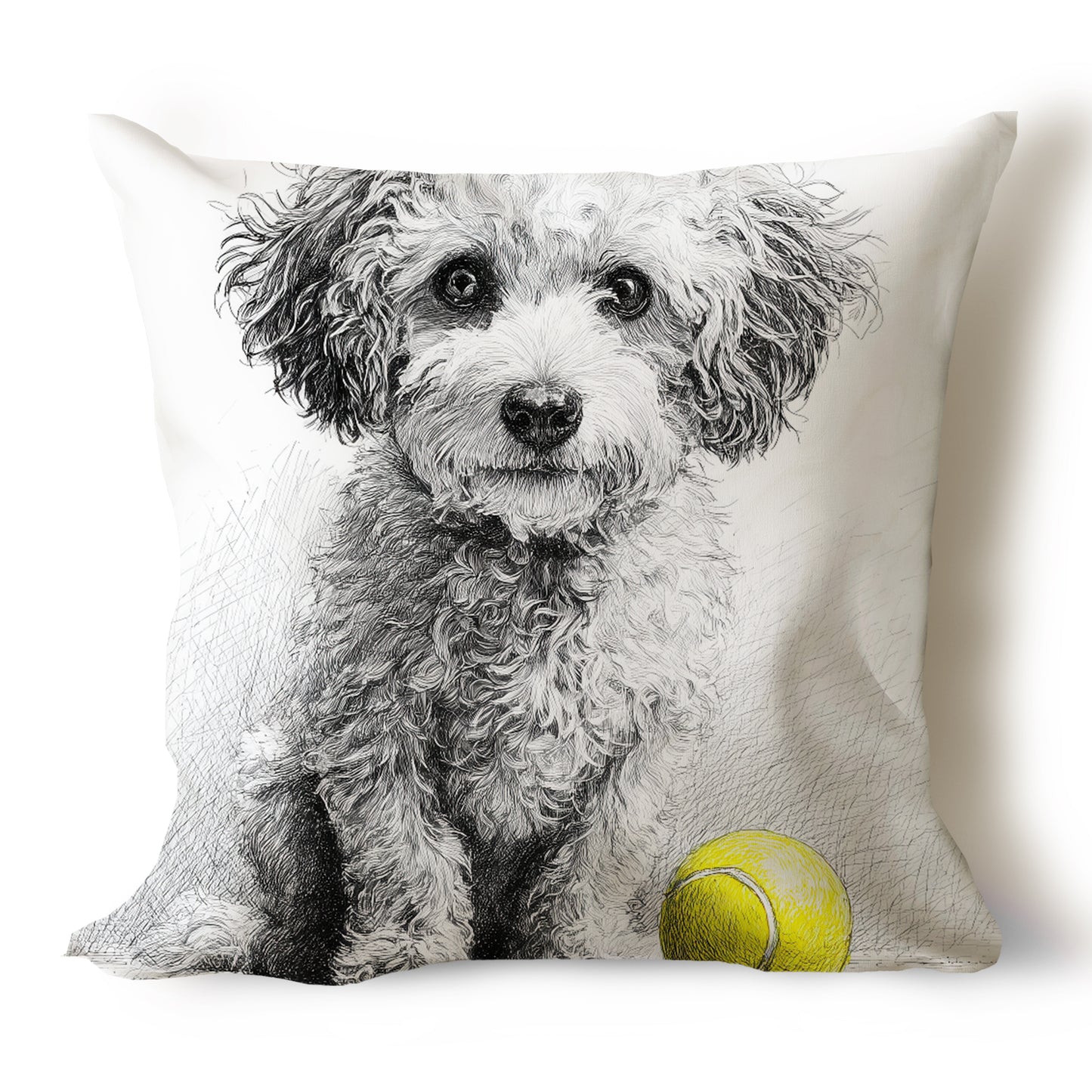 Poodle Pencil Sketch Artwork Throw Pillow Covers