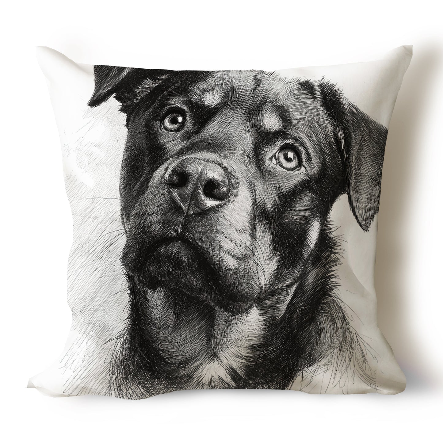 Rottweiler Pencil Sketch Artwork Throw Pillow Covers
