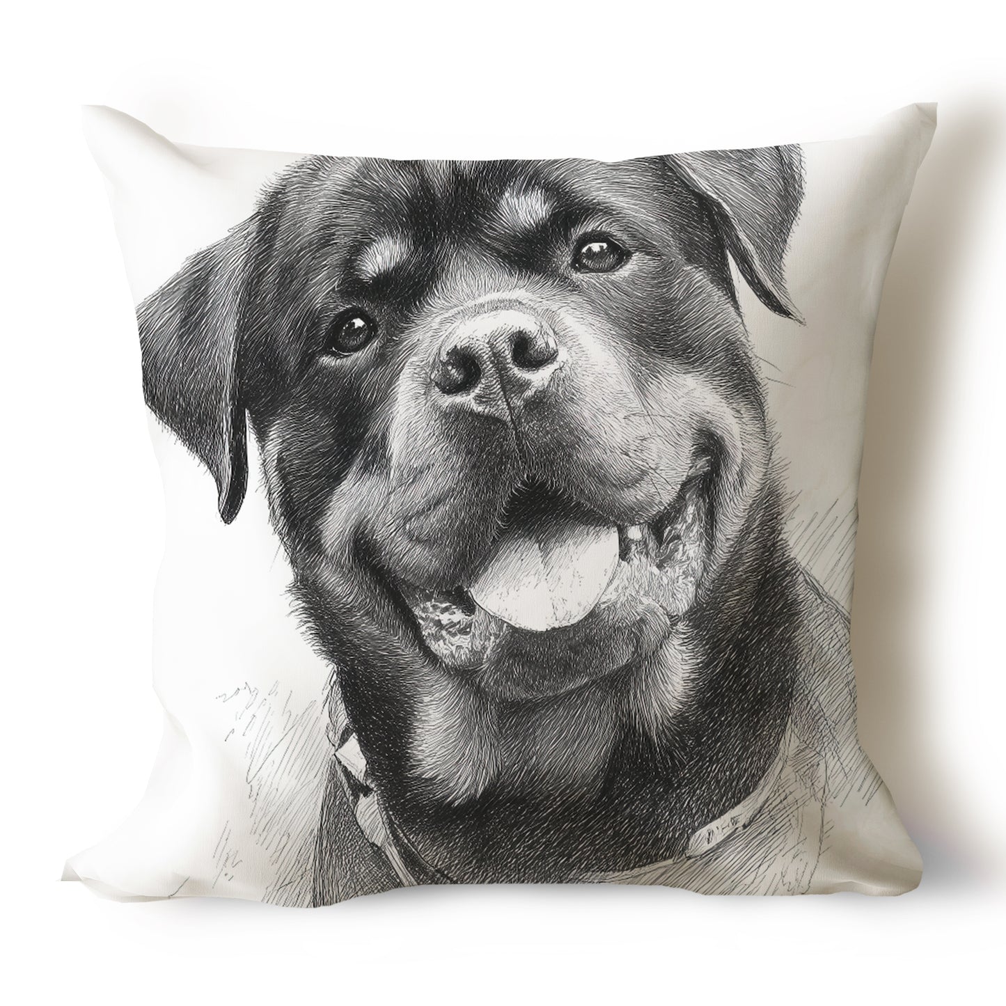 Rottweiler Pencil Sketch Artwork Throw Pillow Covers