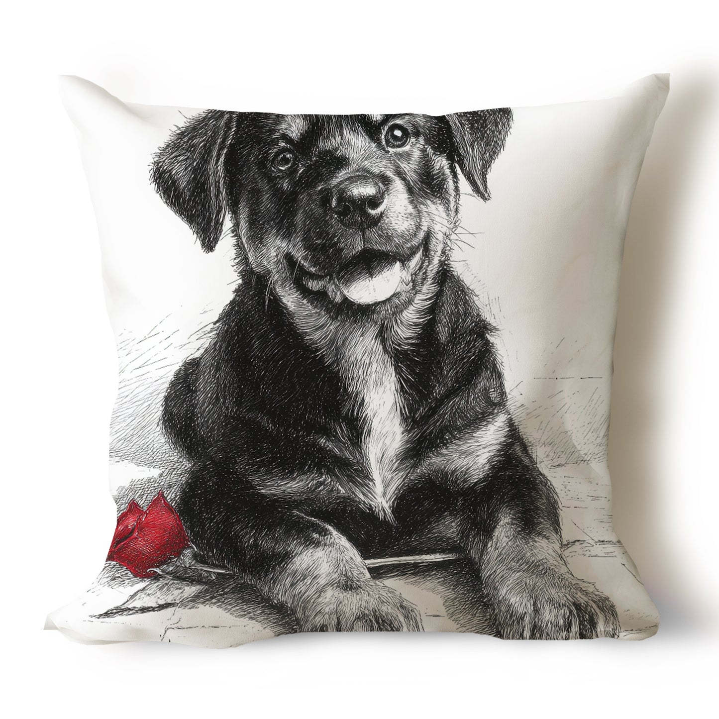 Rottweiler Pencil Sketch Artwork Throw Pillow Covers
