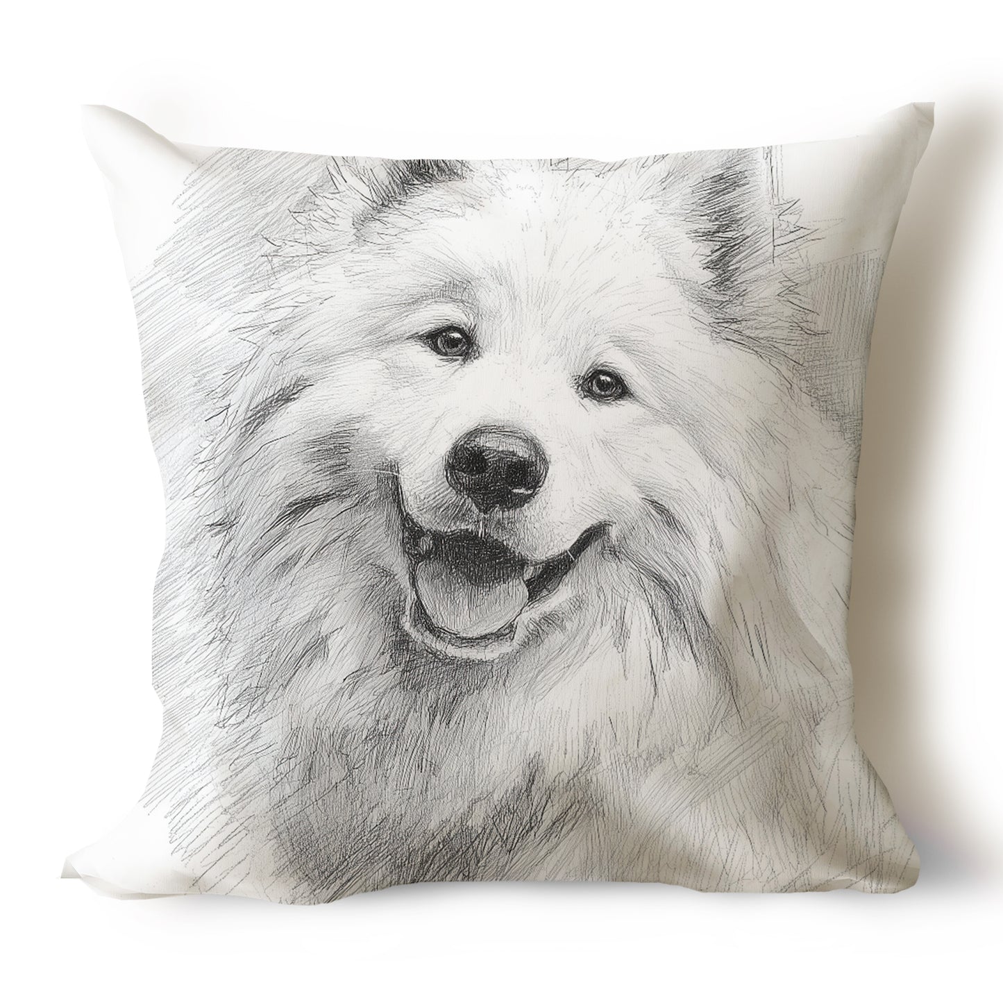 Samoyed Pencil Sketch Artwork Throw Pillow Covers