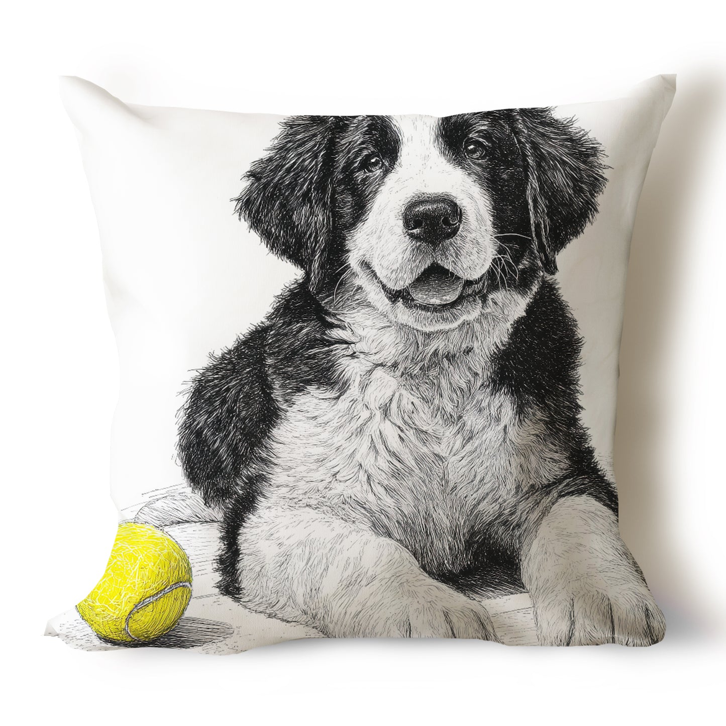 Saint Bernard Pencil Sketch Artwork Throw Pillow Covers