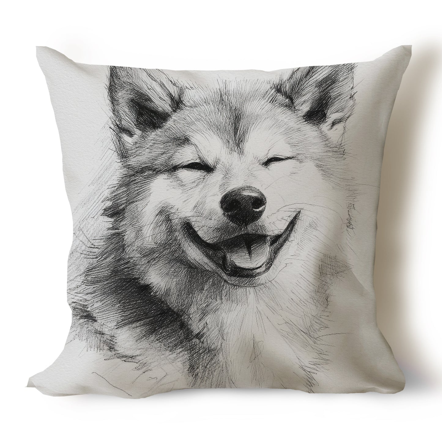 Shiba Inu Pencil Sketch Artwork Throw Pillow Covers