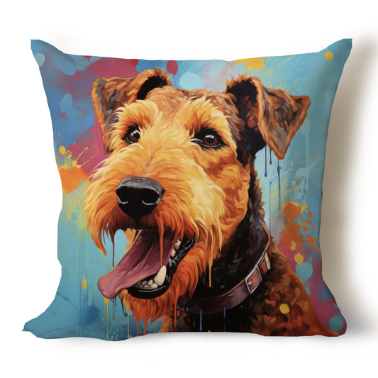 Airedale Terrier Pencil Sketch Artwork Throw Pillow Covers