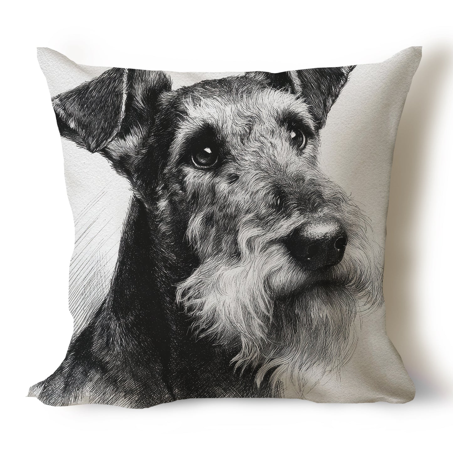 Airedale Terrier Pencil Sketch Artwork Throw Pillow Covers