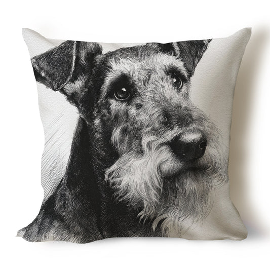 Airedale Terrier Pencil Sketch Artwork Throw Pillow Covers